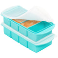 Soup Freezer Container, 2 Packs Silicone Freezer Mould with Lid, Large Ice Cube Tray, 4-Compartment Meal Prep Food Soup Storage Containers, Blue (4-Compartment-2Pc)