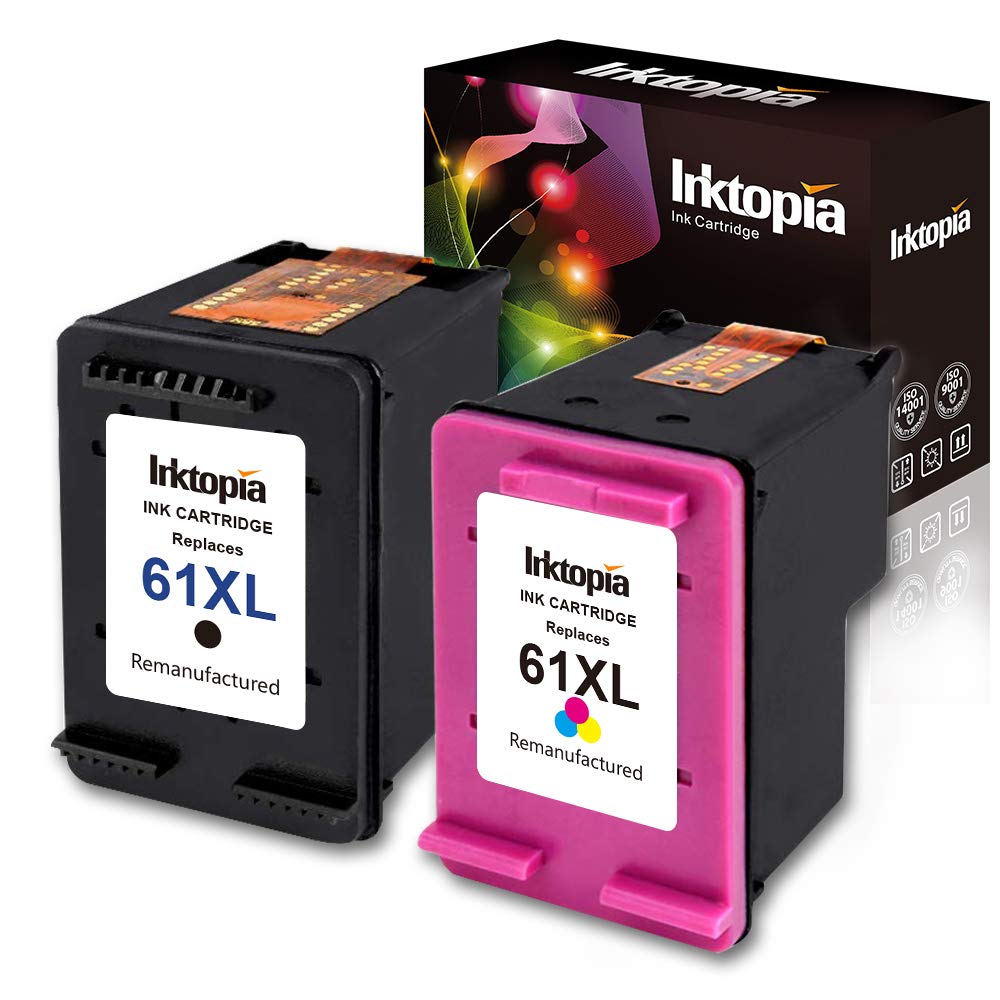 Inktopia Remanufactured Ink Cartridge Replacement for HP 61XL 61 XL (Black Colour) CH563WN CH564WN Combo Pack for HP Deskjet 1000 1050 2510 3510 -Envy 4500 5530 Officejet 4630 4635 Printers