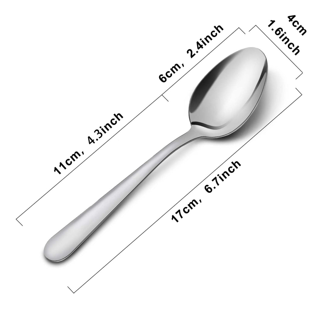 36-Piece Dinner Spoons Set, Funnydin 6.7" Inches Stainless Steel Table Spoons Silverware, Durable Dinner Spoons Set, Use for Home, Hotel and Restaurant - Mirror Polished, Dishwasher Safe