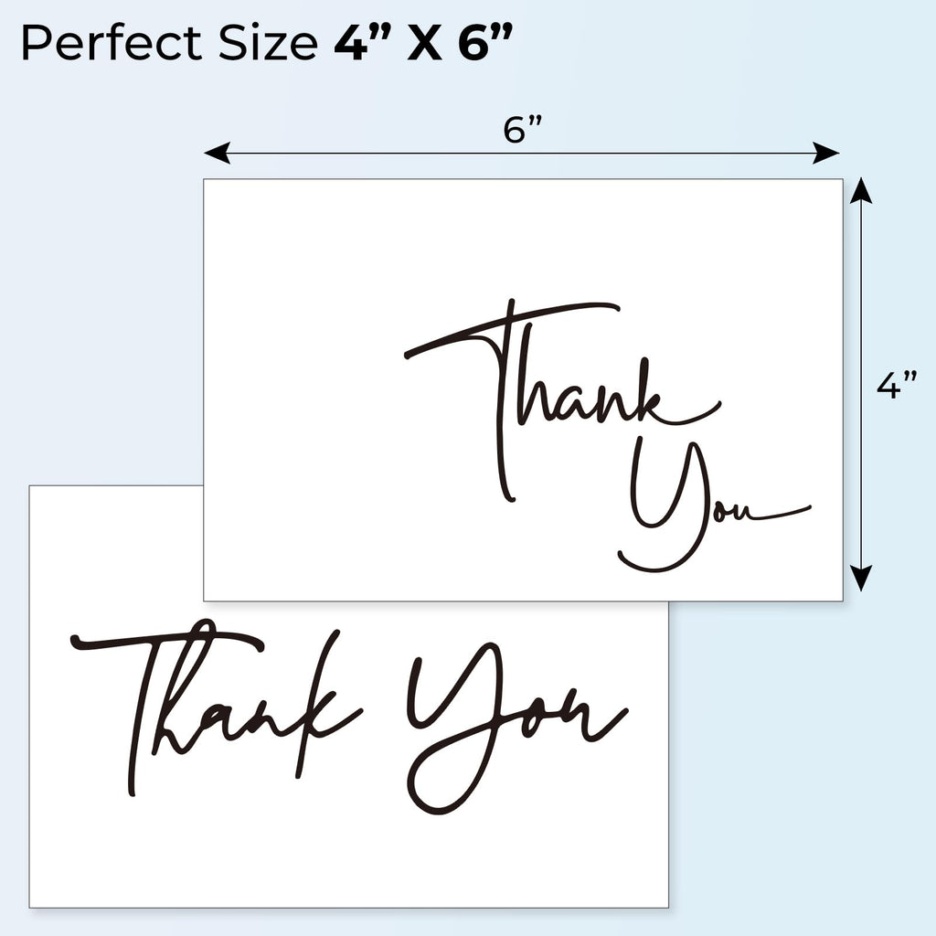 Ohuhu Thank You Cards with Kraft Envelopes and Matching Thank-You Stickers – 104-Pack (4 Minimalistic Designs), 4x6 Thank You Notes for Wedding, Graduation, Shower, Small Business, Birthday, Funeral