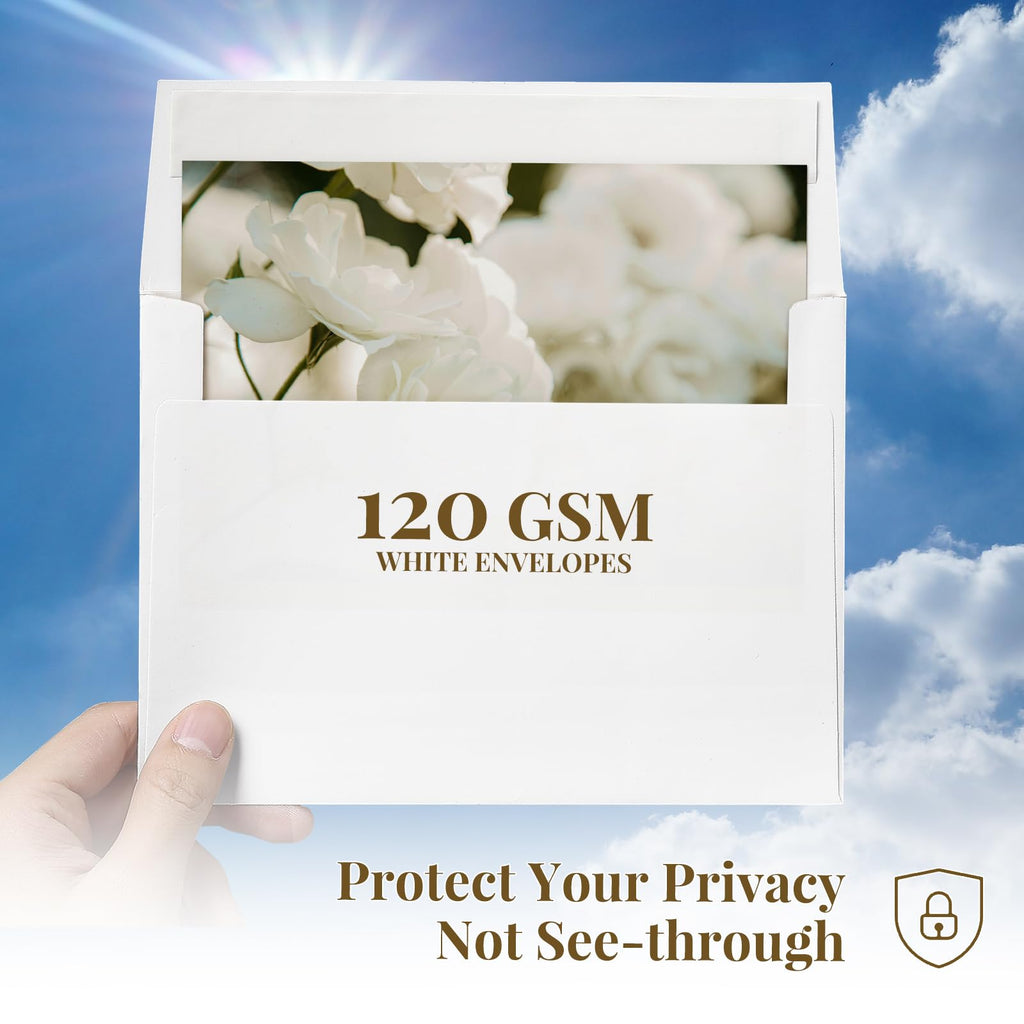 A2 White Envelopes Self Seal 100 Pack, Goefun 4.375 x 5.75 Printable Invitation Envelopes for 4.25 x 5.5 Cards, Photos, Weddings, Graduation, Baby Shower, 120 GSM