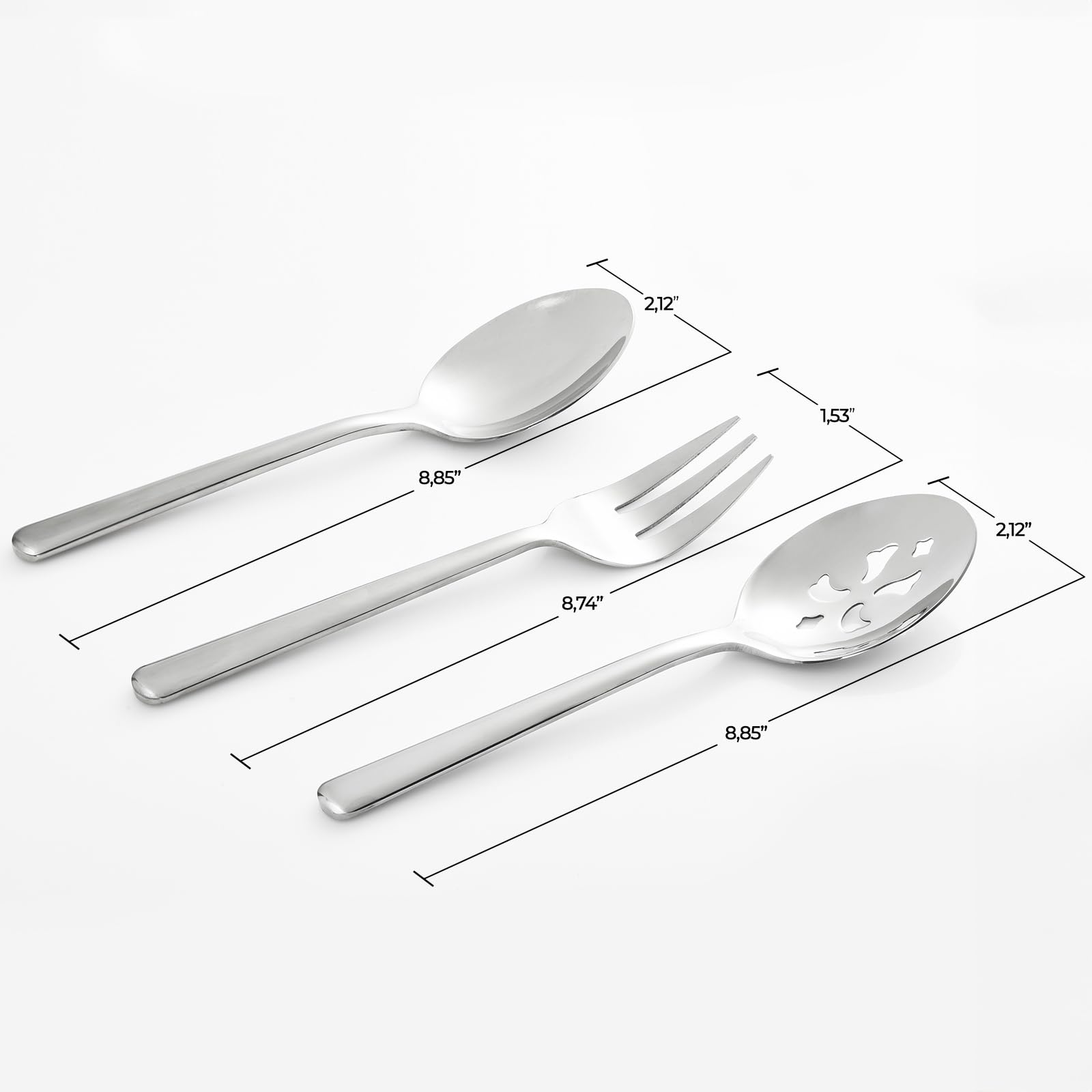 Serving Spoon x 2,Slotted Serving Spoon x 2,Serving Forks x 2,RTT 9 Inch Stainless Steel Catering Serving Utensils for Party Buffet Dinner Banquet Cooking Kitchen Basics,Mirror Finish Flatware