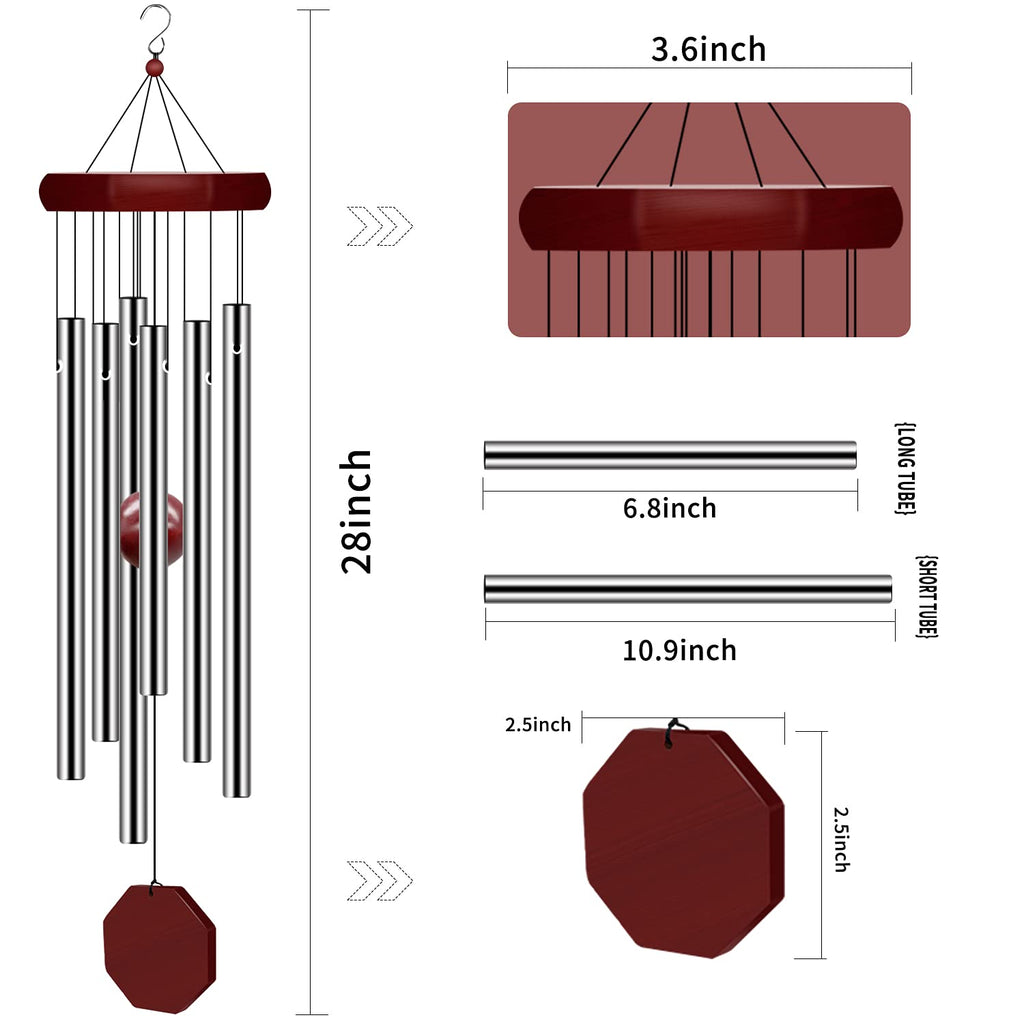 2 Pack Pgzsy Memorial Wind Chimes Outdoor Large Deep Tone, Elegant Sympathy Wind-Chime Personalized with 6 Tuned Tubes for Garden Patio Balcony and Home