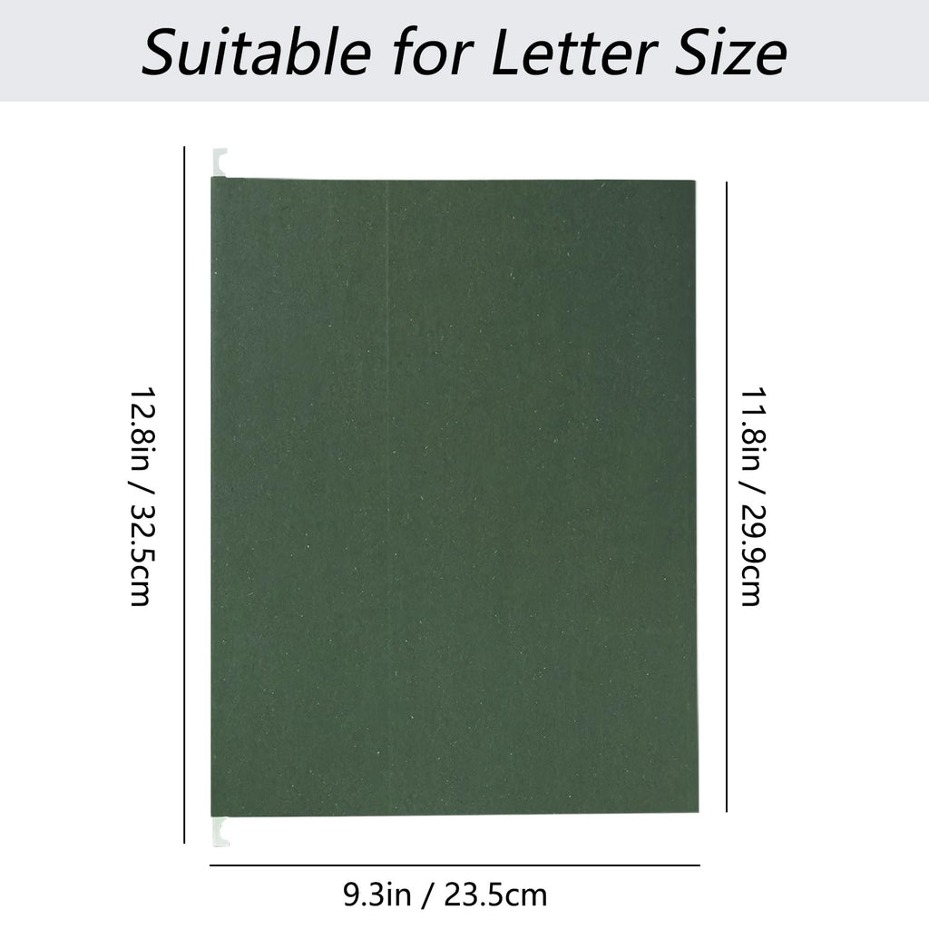 Hanging File Folders, 25 Pack Hanging Folders with 1/5-Cut Tabs, Filing Folders Organizer for Filing Cabinet, Dark Green Letter Size