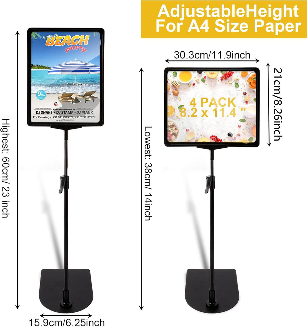 JMIATRY 4 Packs Sign Stand Sign Holder 8.5 x 11 Inch Poster Sign Stand 360° Rotation Banner Stand Floor Standing Welcome Sign Stand for Commerical Directional Use, Vertical and Horizontal View