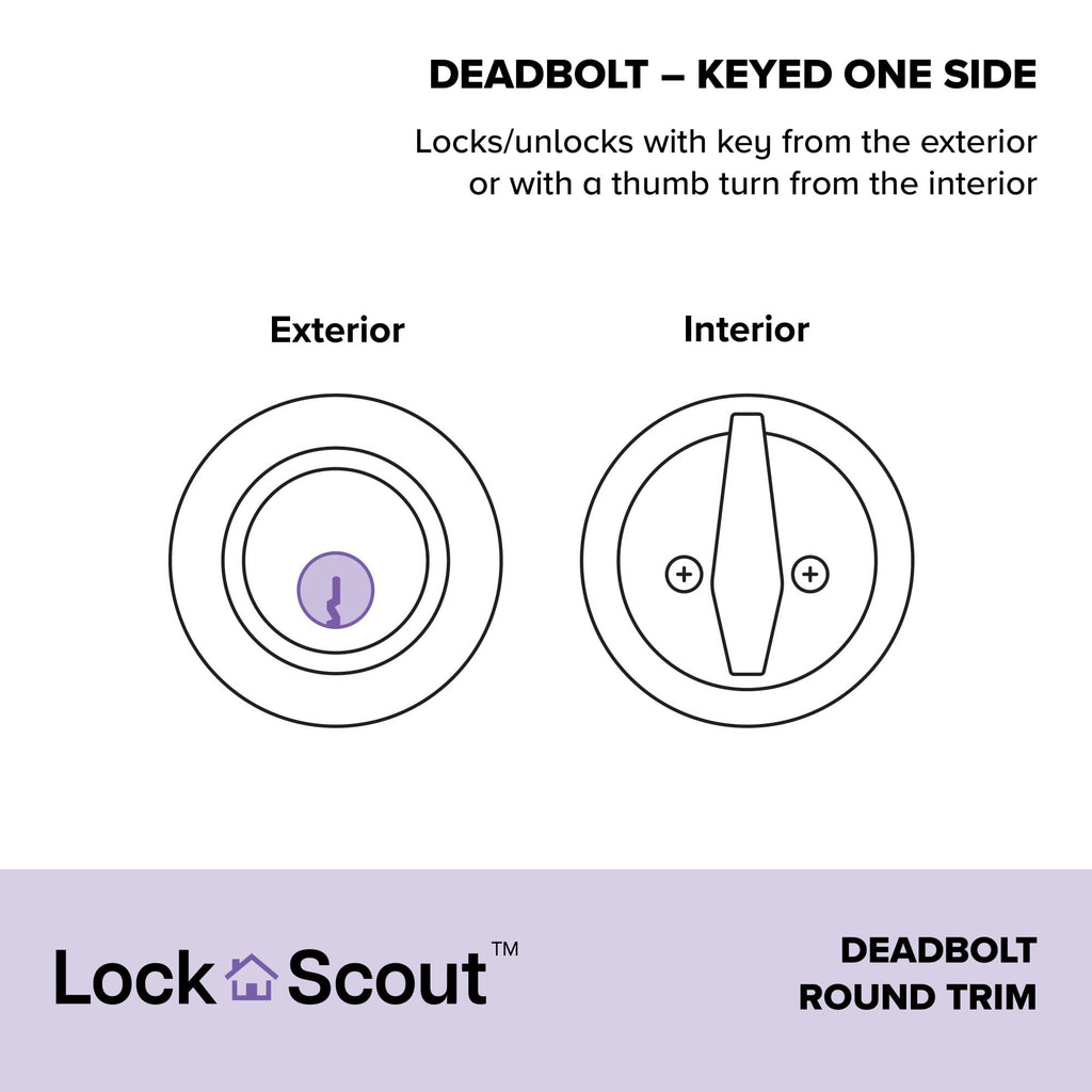 Schlage Lock Scout Deadbolt with Round Trim, Keyed 1 Side, Satin Nickel Finish
