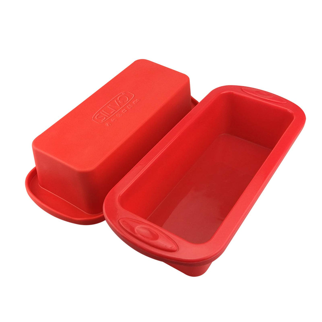 SILIVO Silicone Bread and Loaf Pans - Set of 2 - Nonstick Silicone Baking Mold for Homemade Loaf, Bread and Meatloaf - 8.9x3.7x2.5 inch