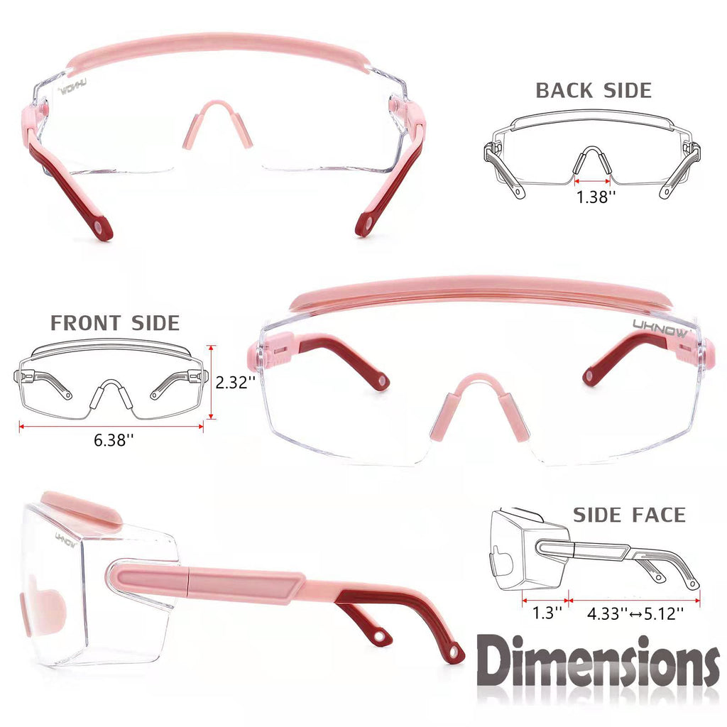 UKNOW Safety Goggles Over Glasses, Anti Fog Safety Glasse with Clear Wraparound Lens, ANSI Z87.1 Protective Eyewear
