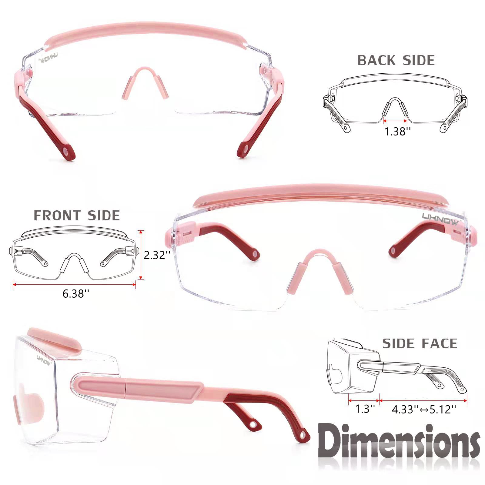 UKNOW Safety Goggles Over Glasses, Anti Fog Safety Glasse with Clear Wraparound Lens, ANSI Z87.1 Protective Eyewear