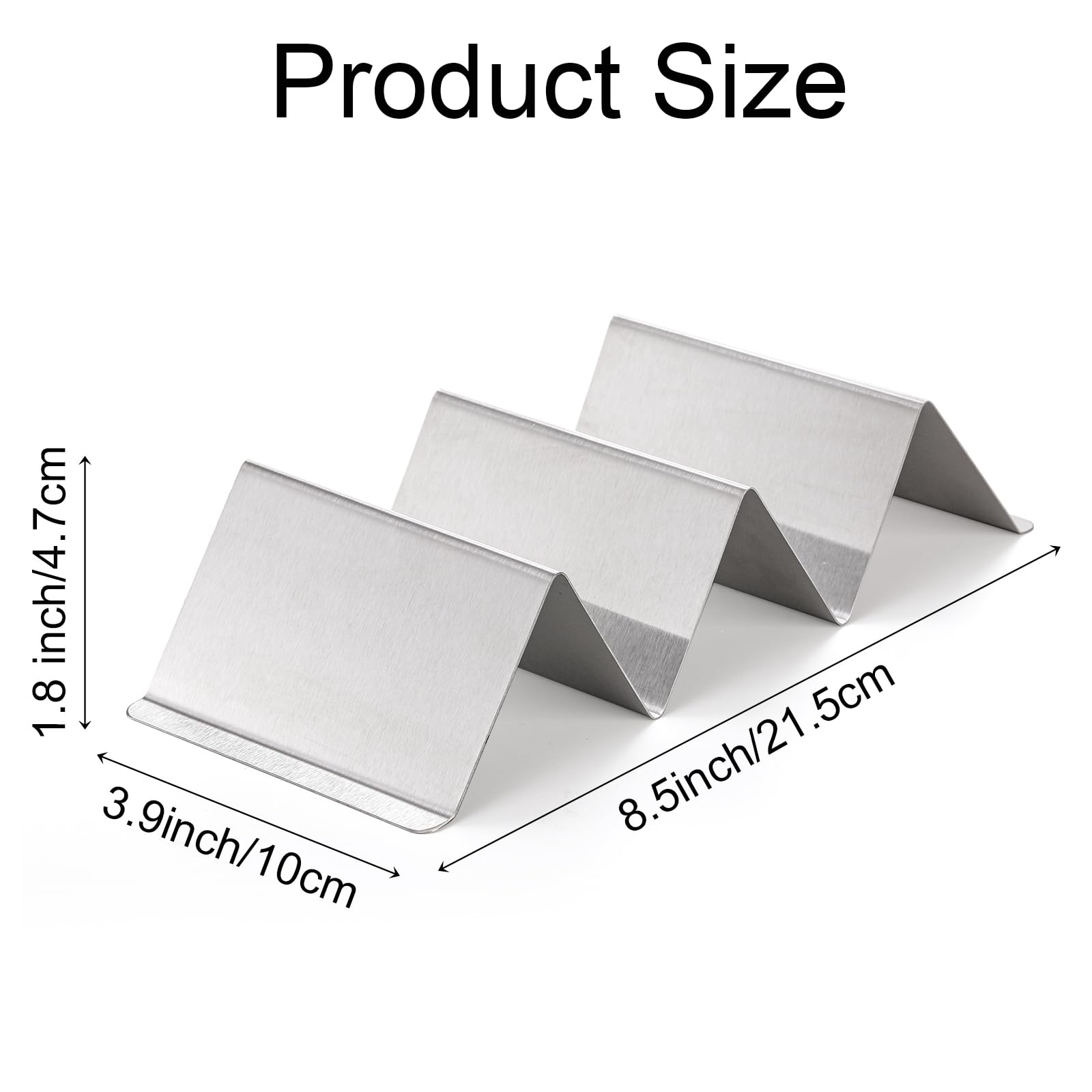 Bekith Stainless Steel Taco Holder Stand 6 Pack, Taco Holder Stand Tray with Handles, Up to 3 Tacos Each Keeping Shells Upright, Stylish Taco Shell Holders, Oven, Grill and Dishwasher Safe