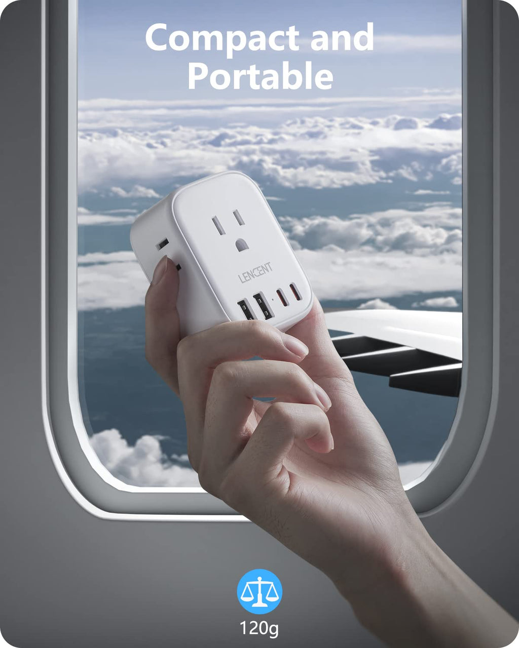European Travel Plug Adapter, LENCENT International Type-C Foldable Power Plug with 4 Outlets, USB C Charger Adaptor, Canada/US to Most of Europe EU Iceland Spain Italy France Germany Greece