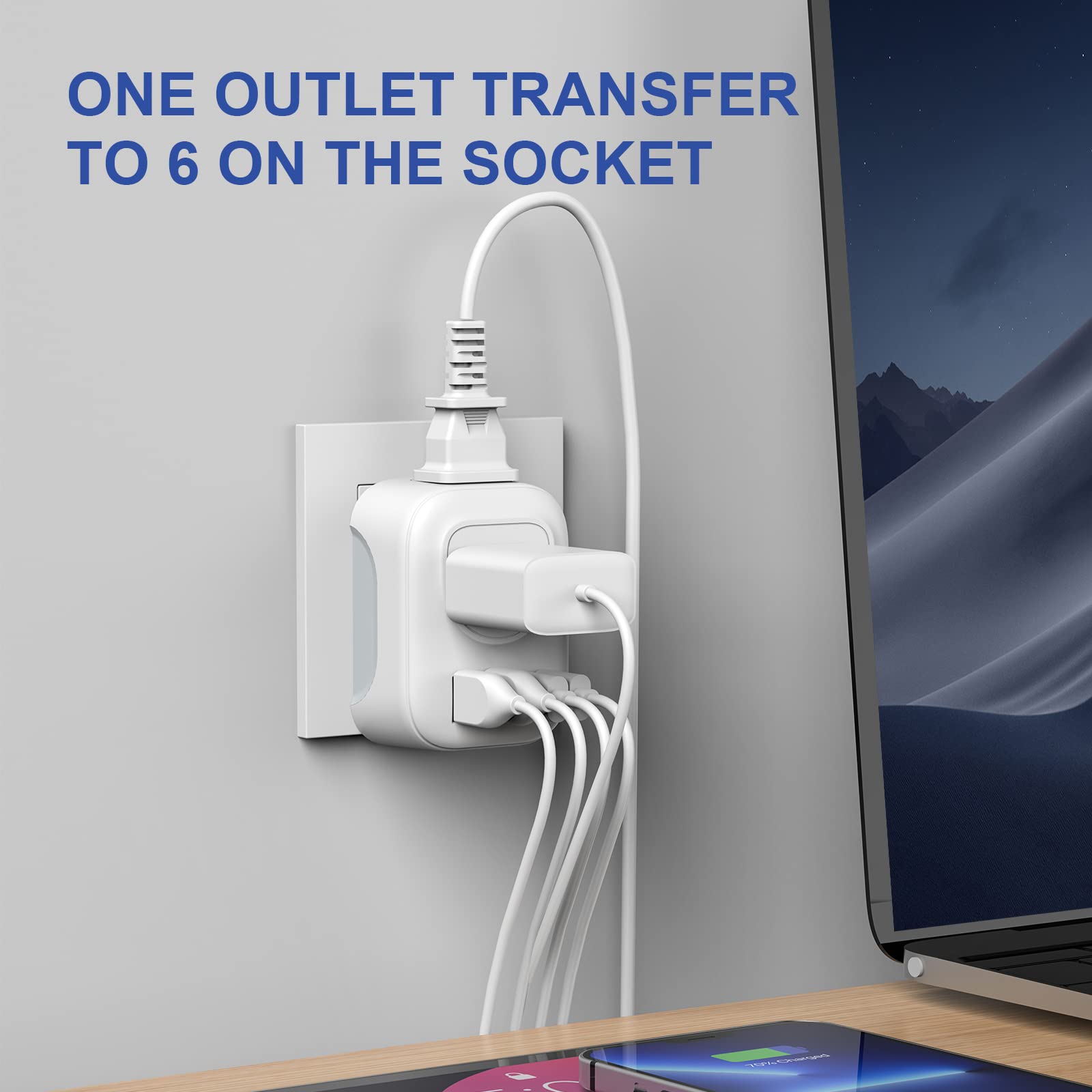 European Travel Plug Adapter, DIWILI International Power Plug with 2 AC Outlets 4 USB Ports(2 USB C), Type C Travel Essentials Charger for Canada to Most of Europe EU Italy Spain France