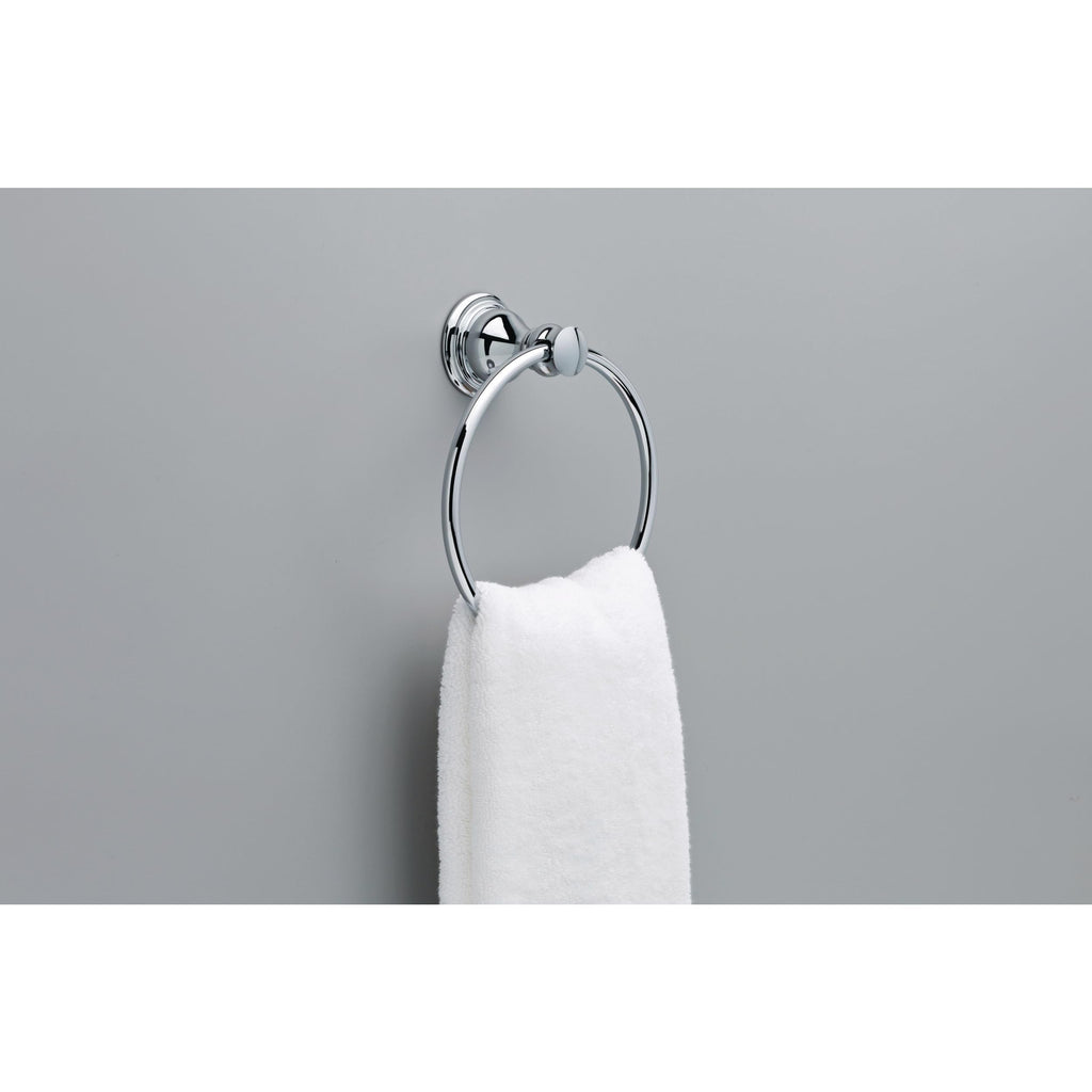 Delta Aubrey (1-Pack) Hand Towel Holder Polished Chrome Towel Racks for Bathroom Wall Round Towel Ring Holder for Bath Towel Hanger for Kitchen, Bathroom Accessories AUB46-PC