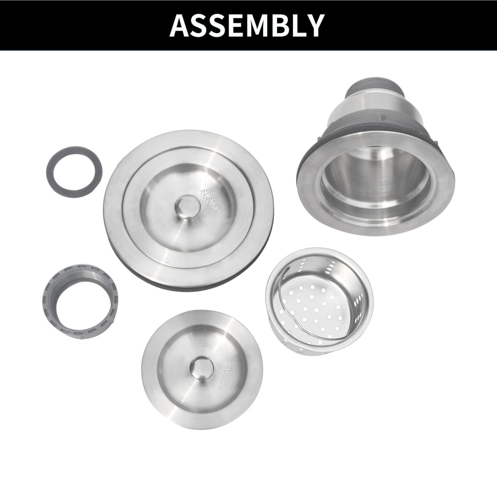 Sink Strainer Kitchen Sink Drain Assembly Kit 3-1/2 Inch with Kitchen Sink Drain Basket,304 Stainless Steel Sink Stopper & Cover Lid，Stainless Steel Brushed