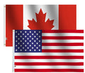 2Pack American&Canada Flag 3x5 Ft. Printed Stars and Stripes USA Candian Flags With Brass Grommets CA US Flag All Weather Outdoors Indoors Banner