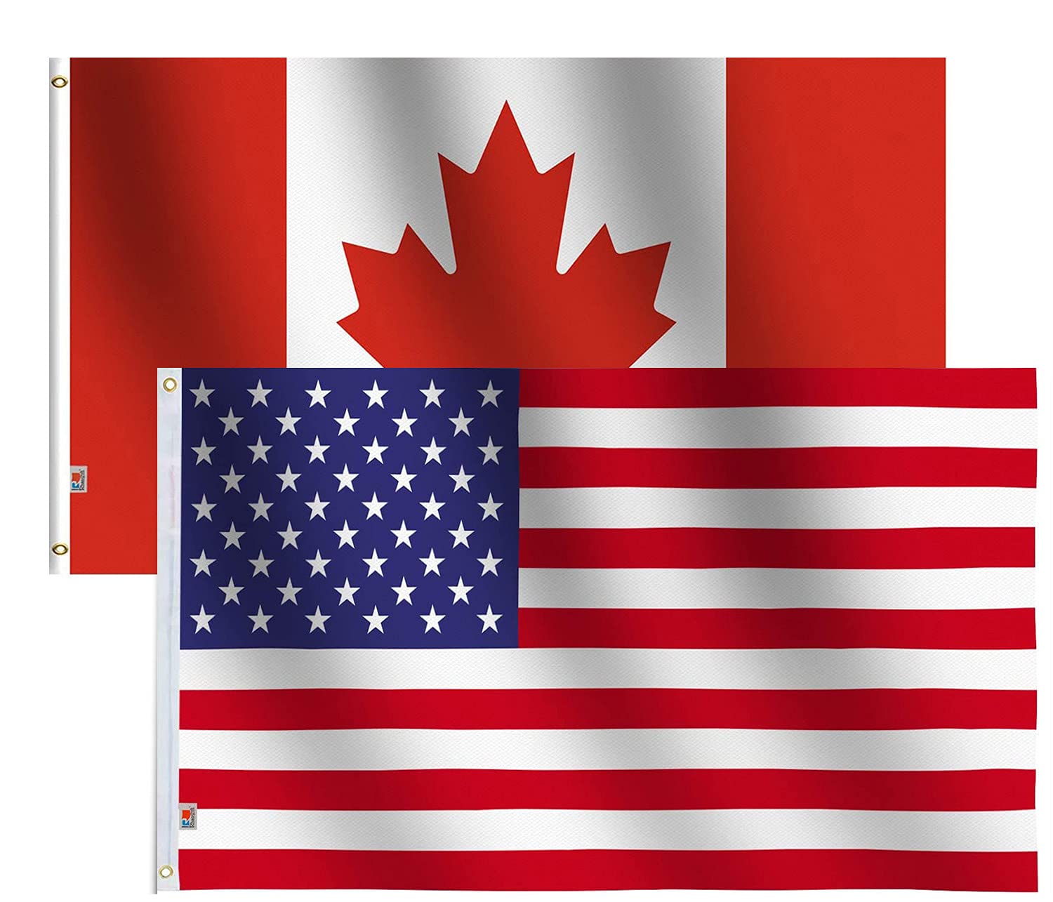 2Pack American&Canada Flag 3x5 Ft. Printed Stars and Stripes USA Candian Flags With Brass Grommets CA US Flag All Weather Outdoors Indoors Banner