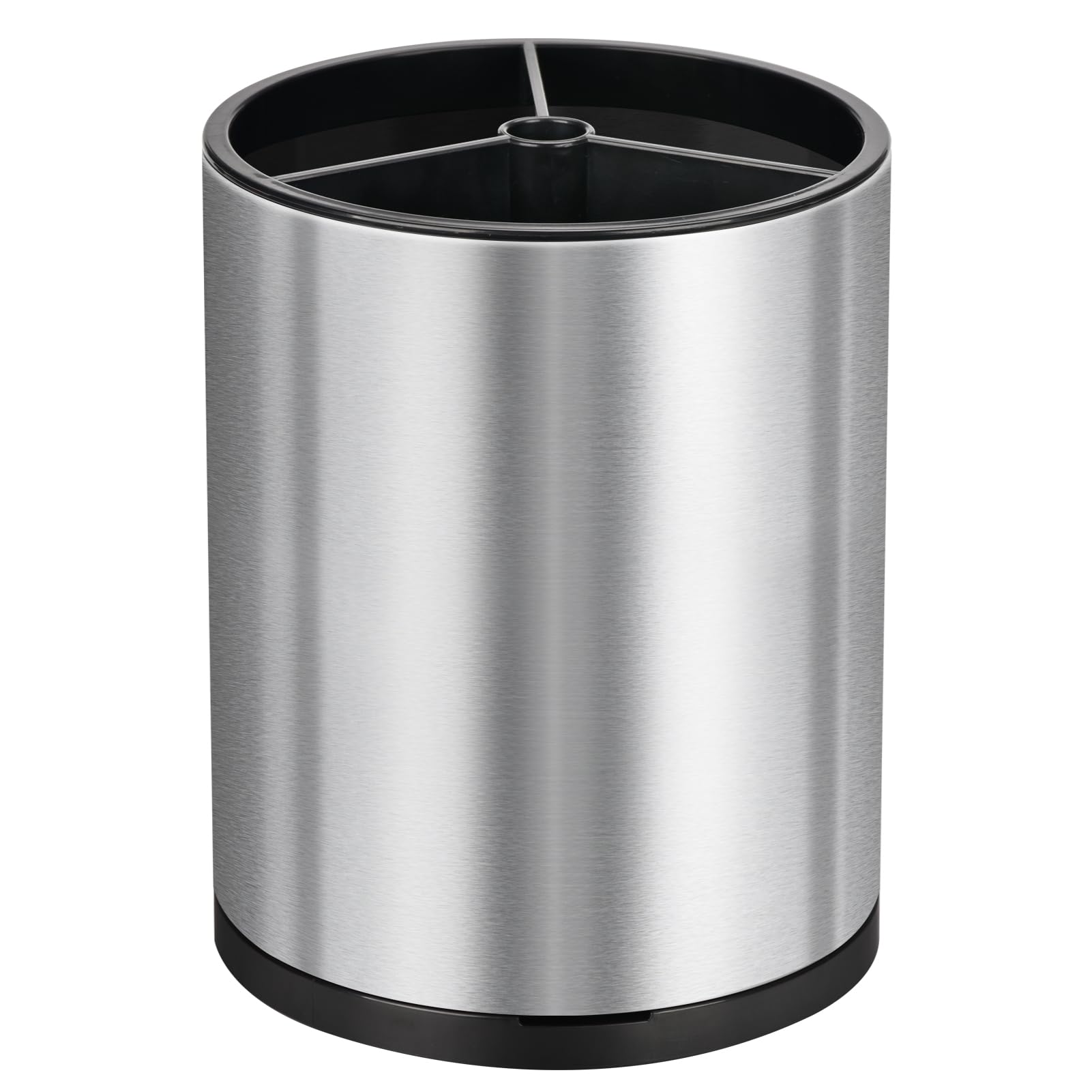 Kitchen Utensil Holder for Counter, Rotating Stainless Steel Utensil Organizer with Drainage Tray, 360°Rotating, Removable Divider, Large Cooking Utensil Crock
