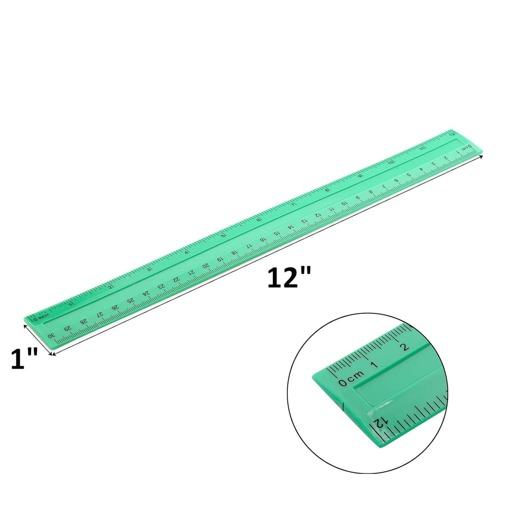 ZOOFOX 60 Pack Plastic Straight Rulers, 12 Inch Plastic Ruler Measuring Tool for for Student School, Office, and Home