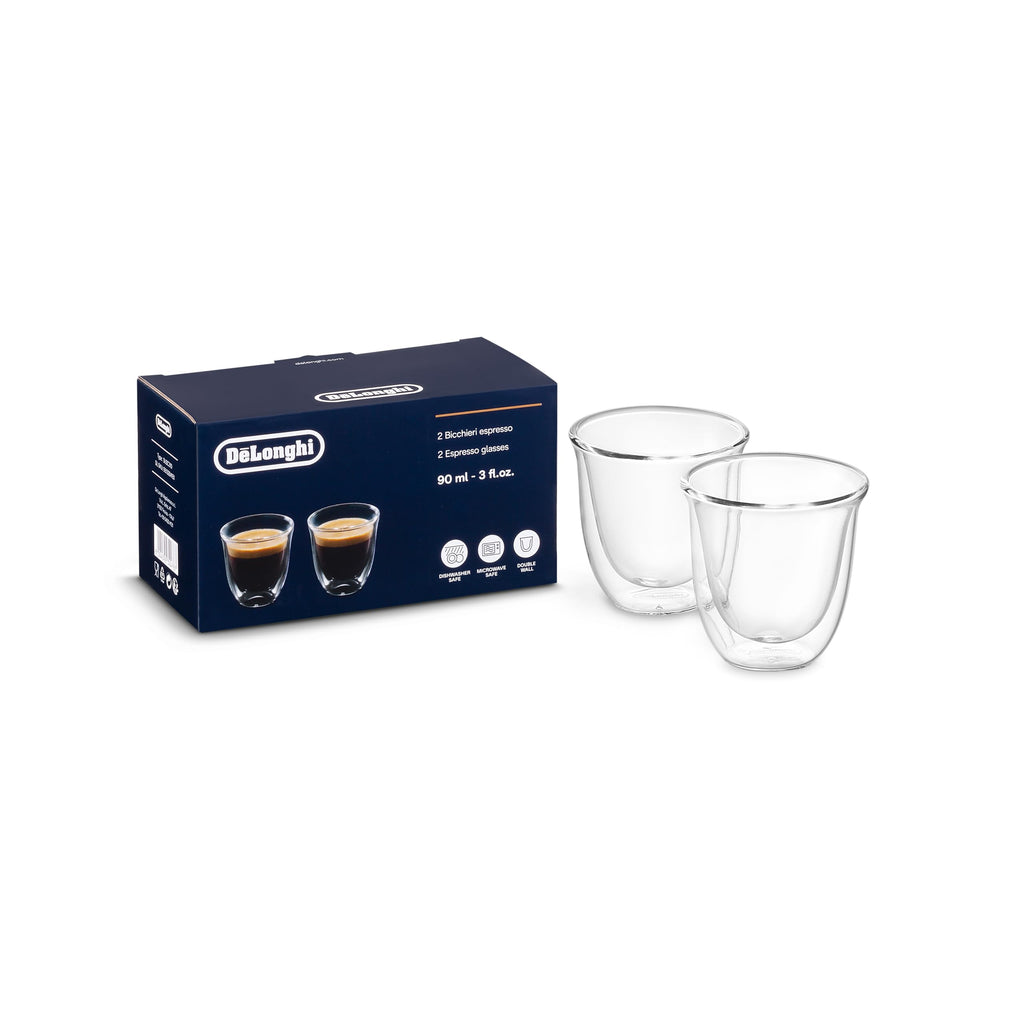 De'Longhi DeLonghi Double Walled Thermo Espresso Glasses, Set of 2, Regular, Clear