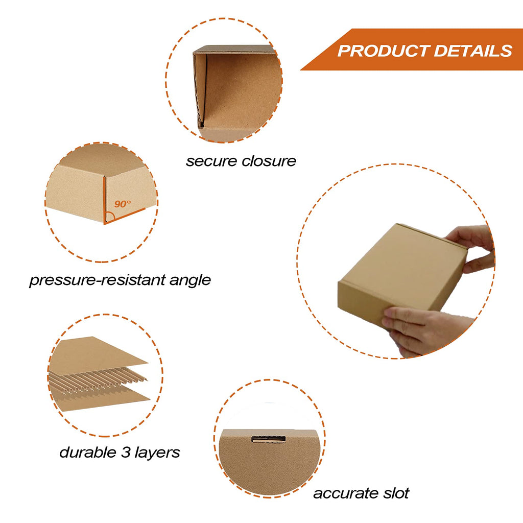 PHAREGE 7x5x2 inch Shipping Boxes 25 Pack, Brown Small Corrugated Cardboard Mailer Boxes for Small Business Packaging Mailing Suppplies