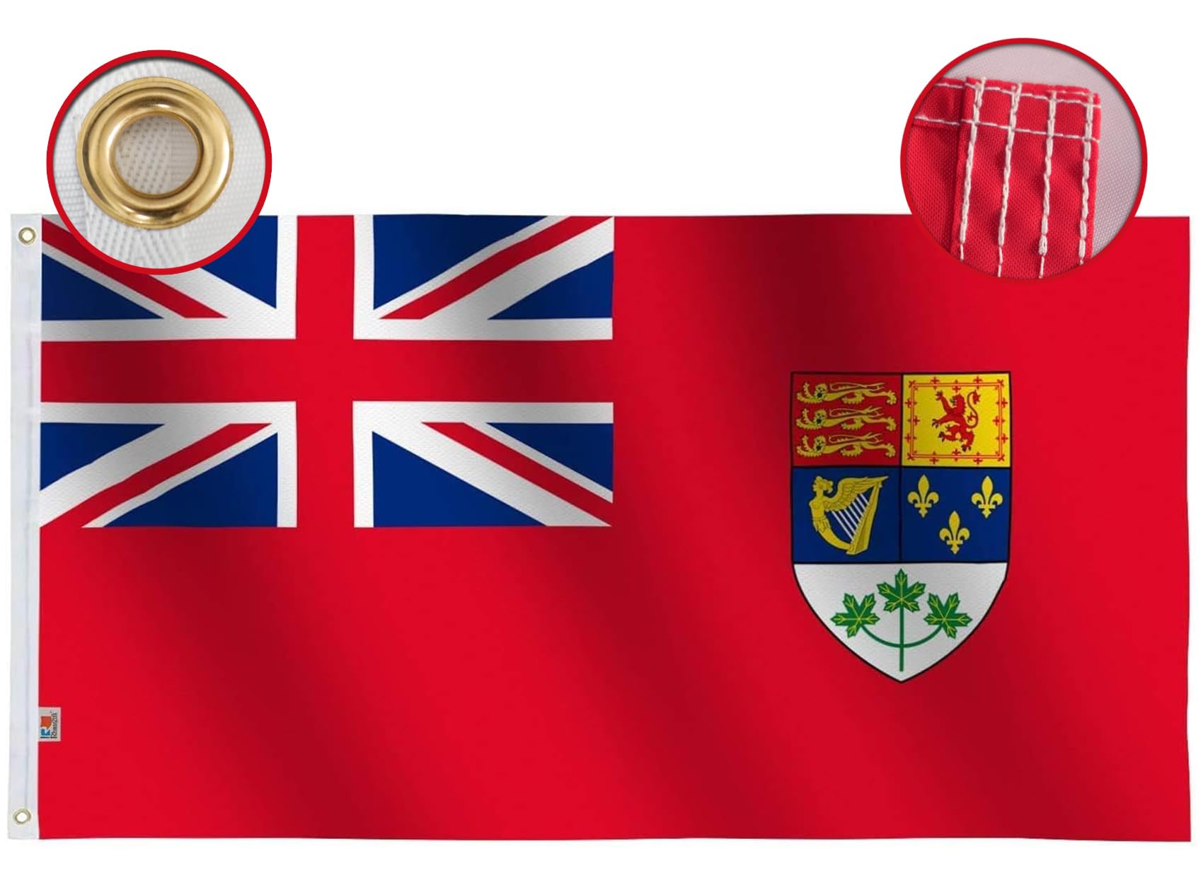 Outdoor/Indoor Old Canada Red Ensign Flag 3X5 Ft Banner Screen Printed 100D Thick Polyester, (1921-1957) Distinctive Canadian Flag 36x60inch