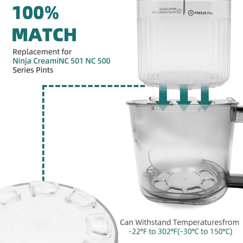 Containers Replacement for Ninja Creami Pints and Lids - 4 Pack, 24oz Cup Compatible with NC501, NC500 Series Ice Cream Maker, BPA Free Dishwasher Safe Leak Proof