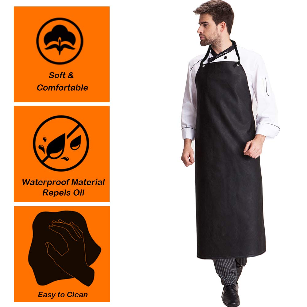 Waterproof Rubber Vinyl Apron & Heavy Duty Latex Gloves, DaKuan Ultra Lightweight Resist Strong Acid, Alkali and Oil Apron & Gloves Best for Staying Dry When Dishwashing, Lab Work, Butcher