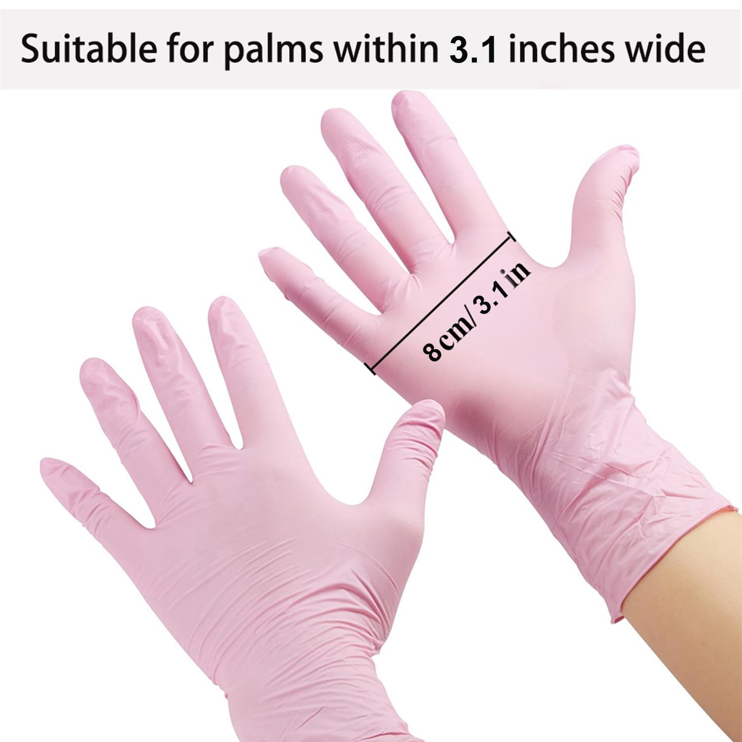 Kids Gloves Disposable, Nitrile Glove for 7-14 Years - Latex Free, Powder Free - for Crafting, Gardening, Cooking (Pink)