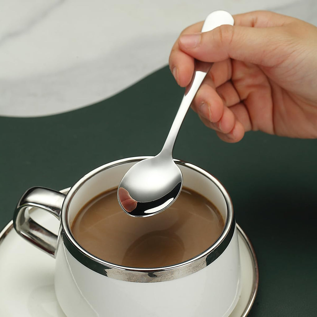 Evanda Teaspoons 24 Pieces 14cm, Stainless Steel Tea Spoon Coffee Spoons Dessert Spoons, Cutlery for Tea, Coffee, Cake, Dessert, Dishwasher Safe