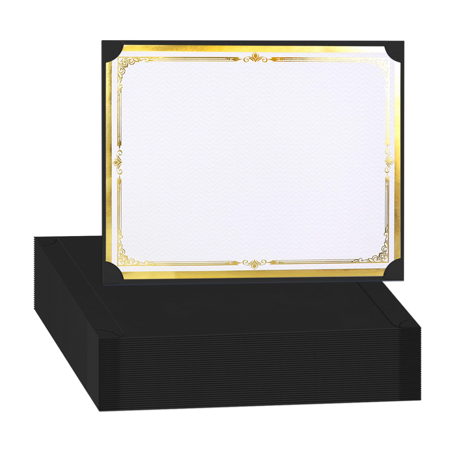 Award Single Sided Certificate Holders, 48Pack Certificate Holders Diploma Covers for Graduation, Employee Appreciation, Certifications, Fits 8.5x11 Inches Award Certificate Papers(Black)