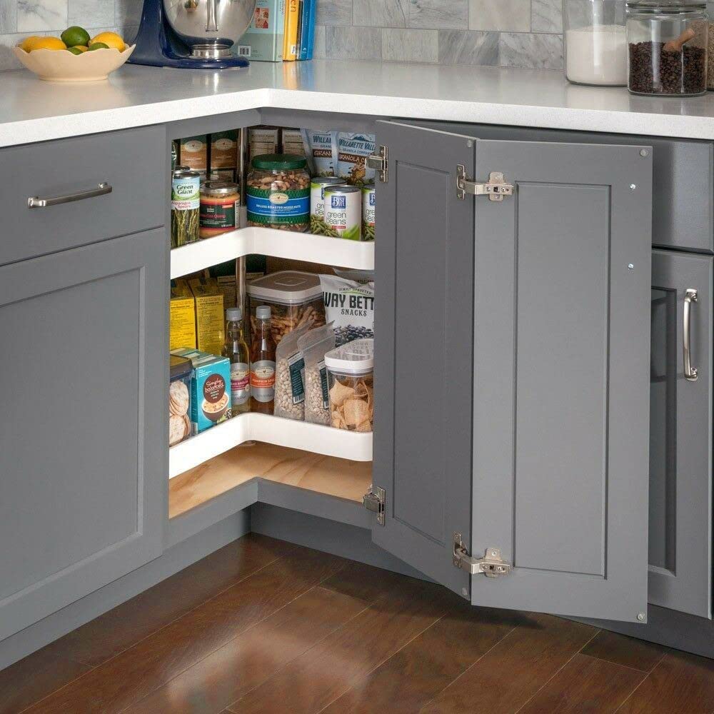 ANGSTROM 2-Pack Lazy Susan Cabinet Hinges, Full Overlay Concealed European Style for Outer Corner Door, 3D Adjustable Clip-On (135-Degree)