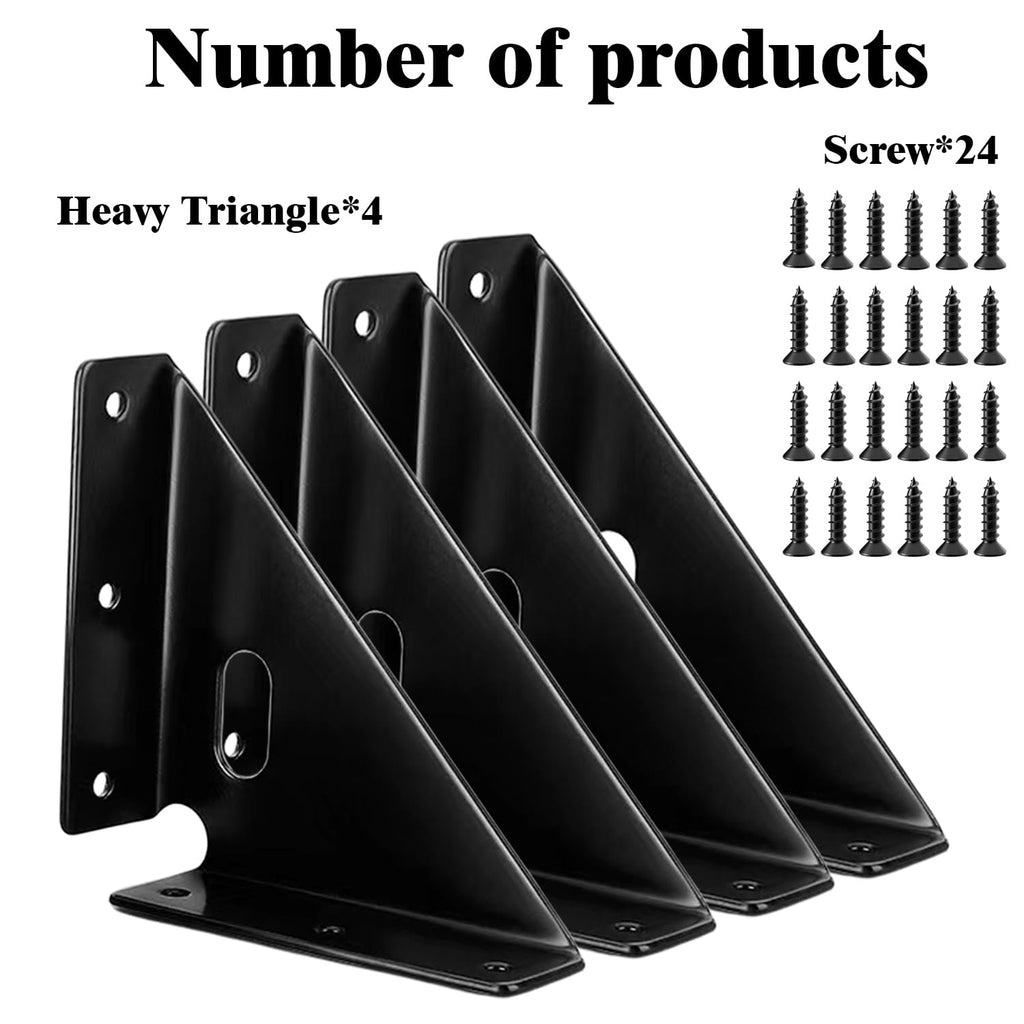 4 Pcs Heavy Duty Gusset Joints, Trapezi Corner Code, Bracket Corner Brace Bracket Fasteners(Black)