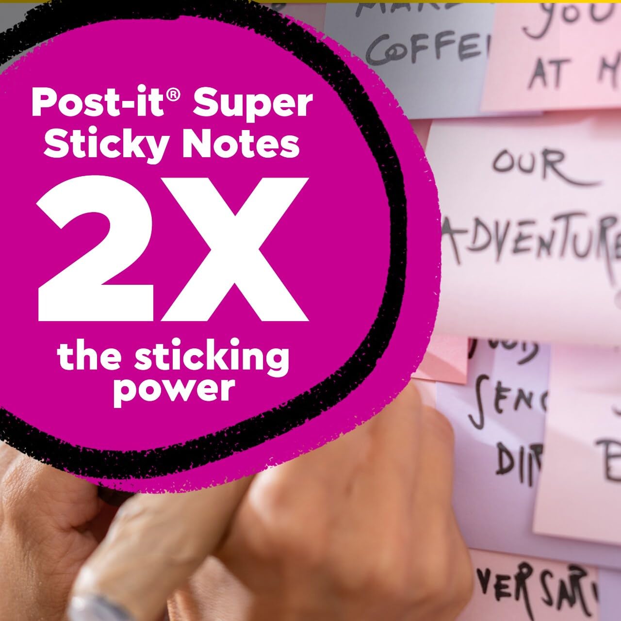 Post-it 100% Recycled Paper Super Sticky Notes, 18 Sticky Note Pads, 1 7/8 in. x 1 7/8 in., Wanderlust Pastels Collection, New Year Organization or Second Semester School Supplies