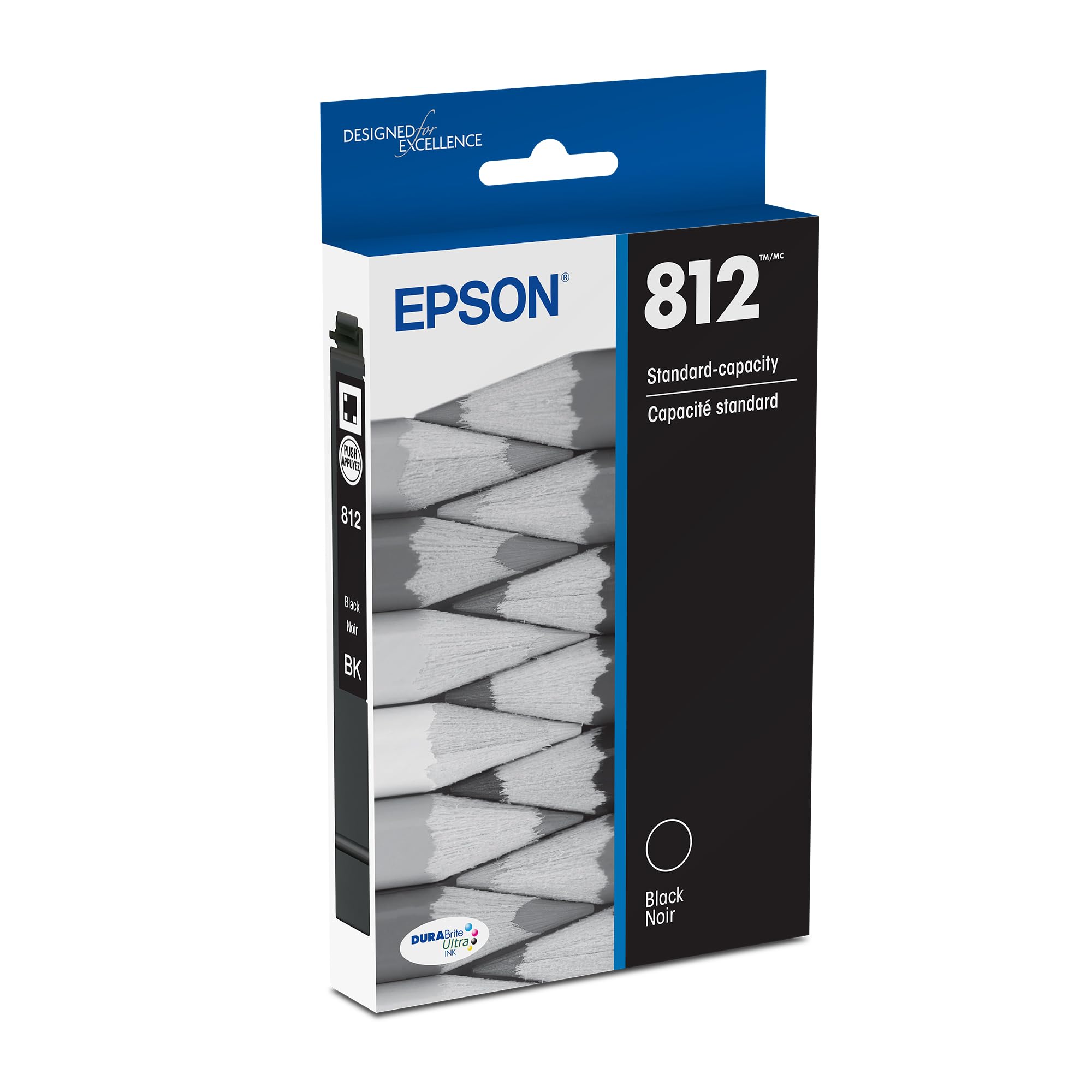 EPSON 812 DURABrite Ultra Ink Standard Capacity Black Cartridge (T812120-S) Works with Workforce Pro WF-7310, 7820, 7840, EC-C7000