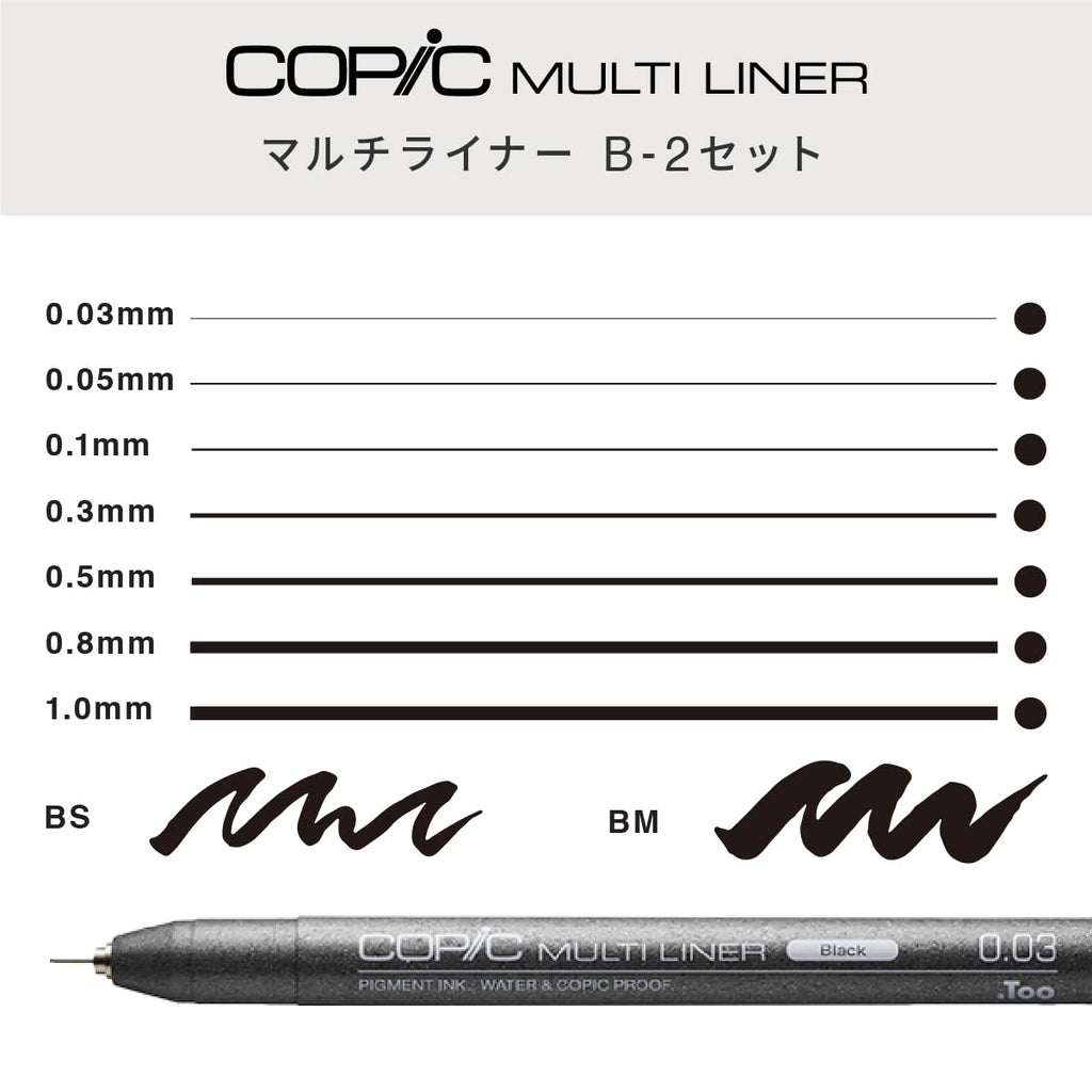 Copic Markers MLB2 9 Piece Multiliner Inking Pen Set B-2, Black