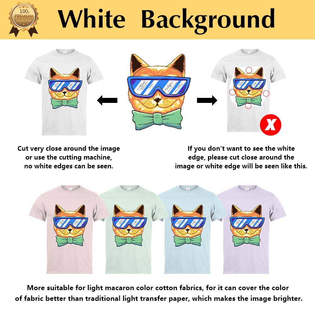 TransOurDream Upgraded Iron on Heat Transfer Paper for T Shirts (20 Sheets, 8.5x11") Iron-on Transfers Paper for Light Fabric Printable Heat Transfer Vinyl for Inkjet Printer (CA-2-20)
