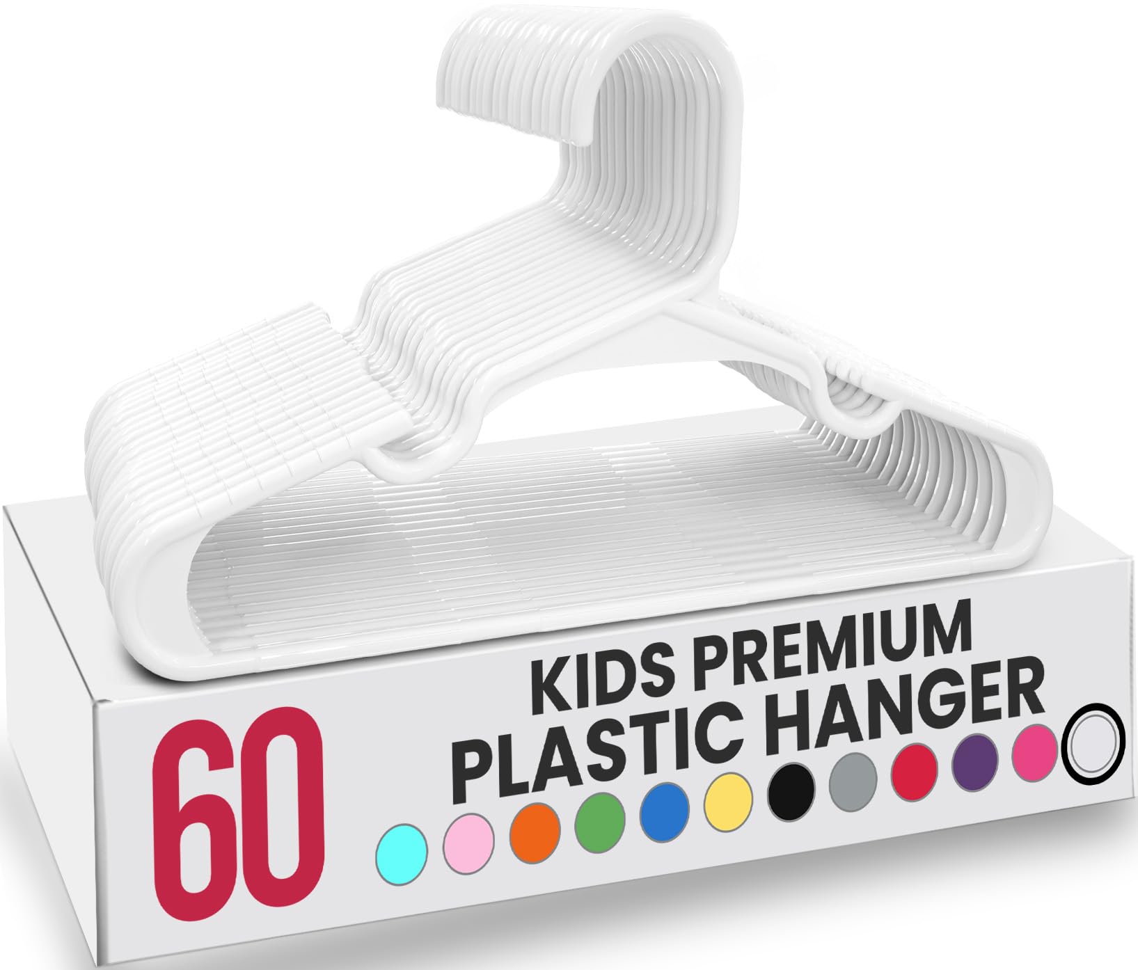 Utopia Home 60 Pack Kids Hangers - Plastic Baby Hangers for Closet - Children's Hangers for Clothes & Infant Hangers for Closet - Ideal for Everyday Standard Use (White)