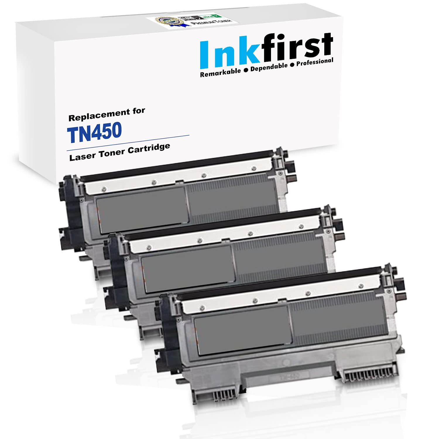 3 High Yield Inkfirst® High Yield Toner Cartridges TN-450 (TN450) Compatible Remanufactured for Brother TN-450 Black HL-2220 HL-2230 HL-2240 HL-2240D HL2270DW HL-2280DW DCP-7060D DCP-7065DN MFC-7360N MFC-7460DN MFC-7860DW