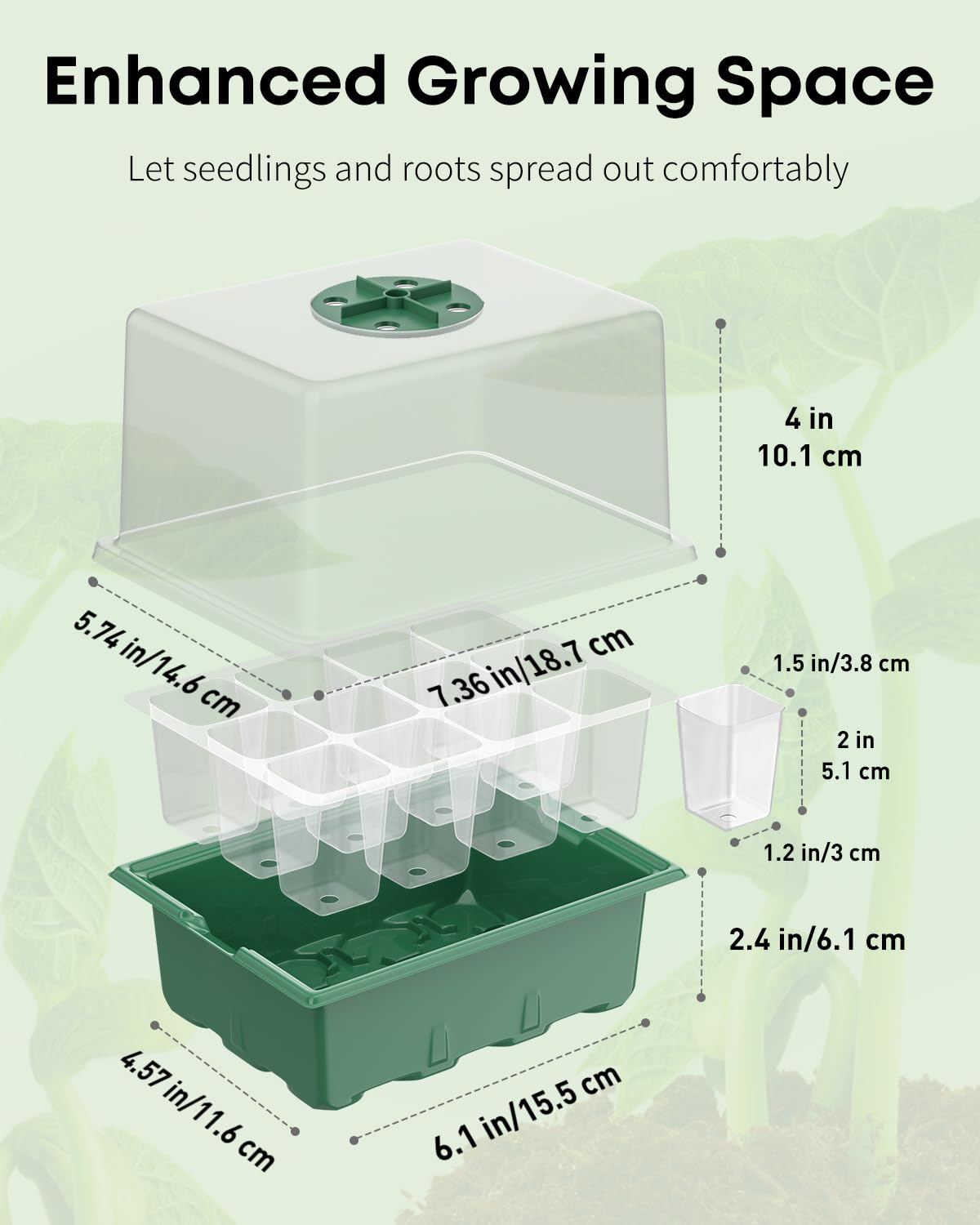 Pawfly 10-Pack Seed Starter Trays with 4" Humidity Domes, 120 Cells Total + Planting Tools & Labels, Reusable Indoor Seedling Germination Kit