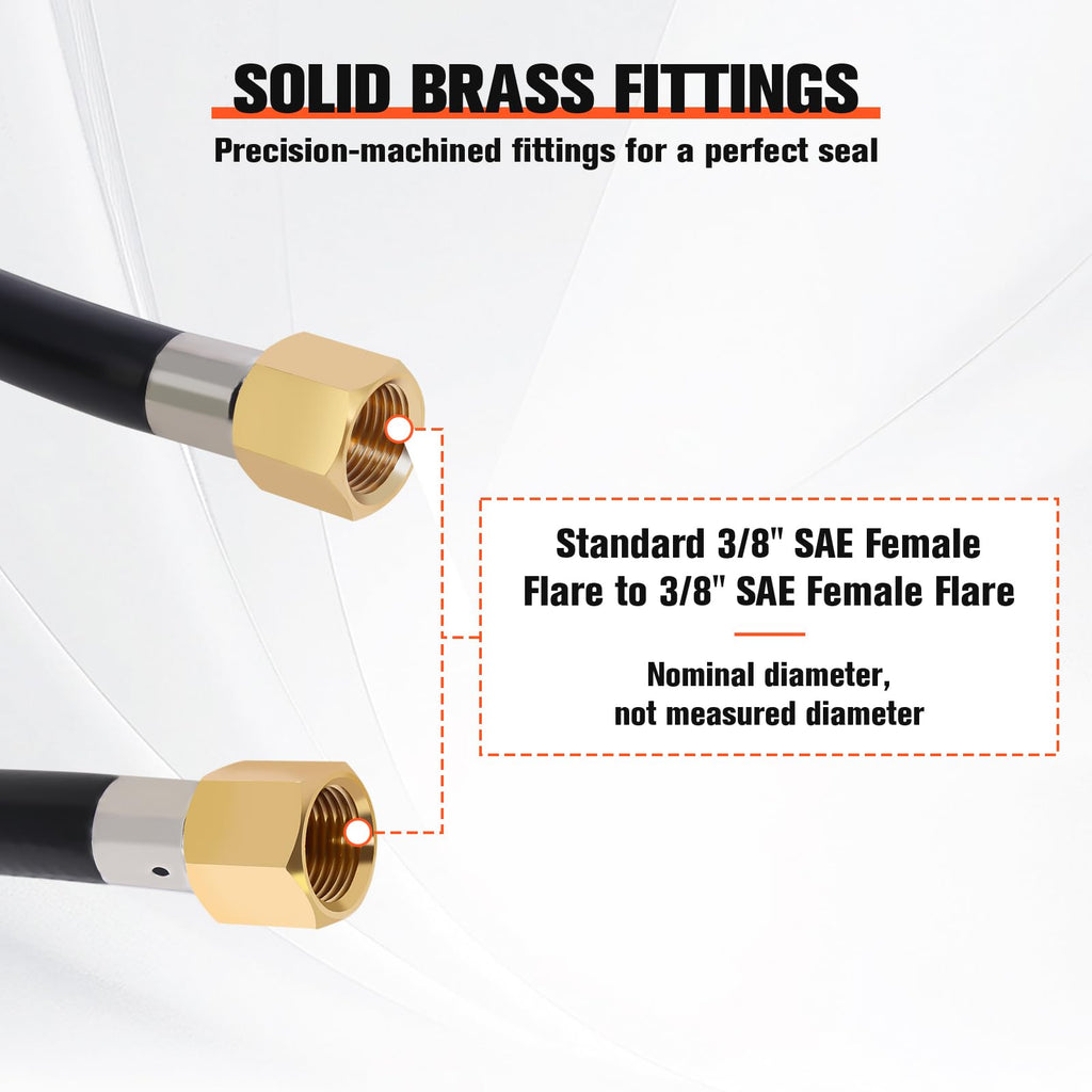 Wadoy RV Propane Hose Connector Assembly 3 Foot - 3/8" Female Flare x 3/8" Female Flare Quick Connect Hose 59913