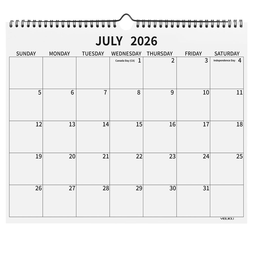 Yibukiu Wall Calendar 2026-2027, 18 Months Calendar July 2026 to December 2027, 14"×11" Hanging Calendar for Home Office School Planning (Simple, Horizontal)