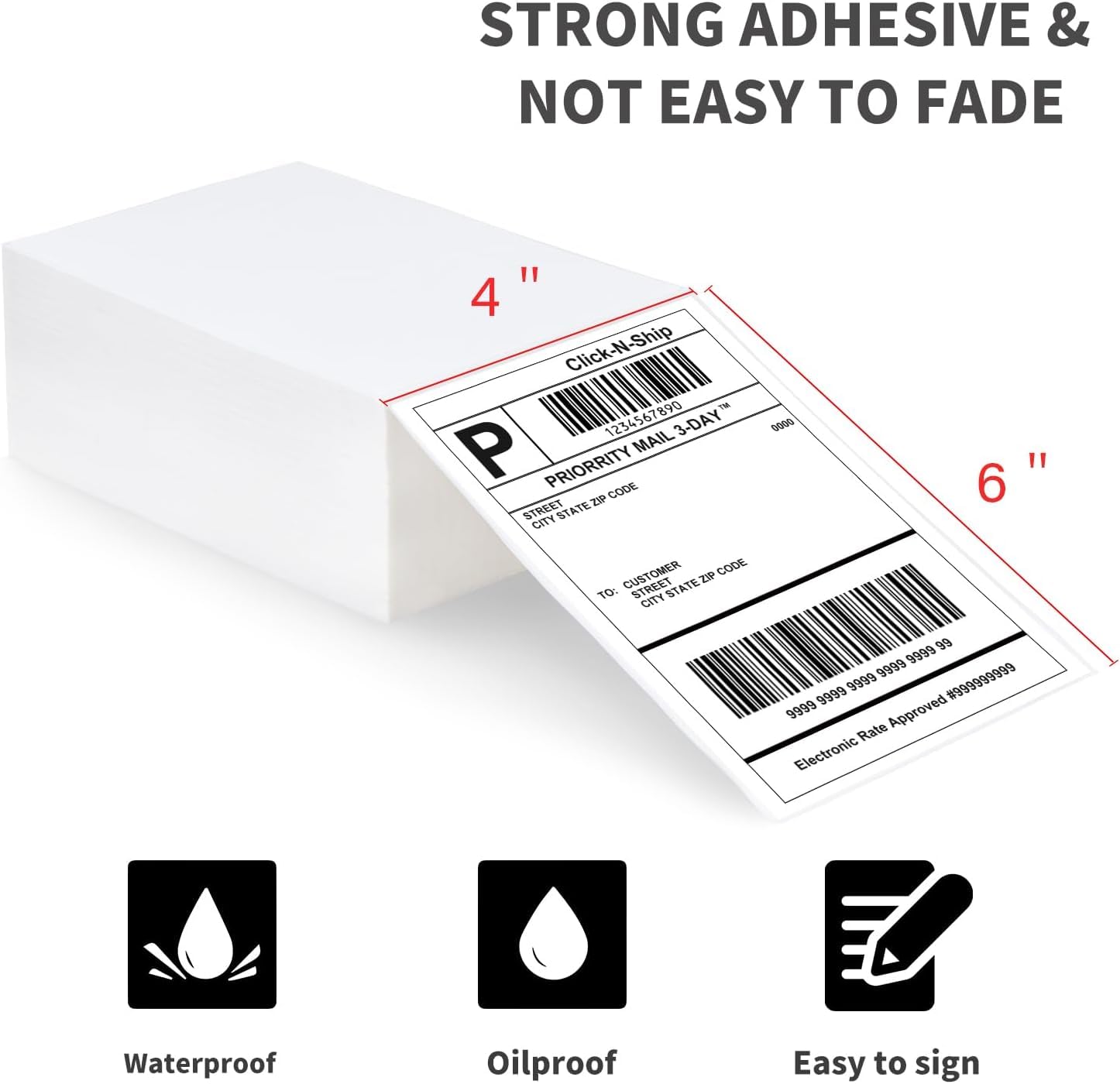 L LIKED 500 Fanfold 4" x 6" Direct Thermal Shipping Labels, with Perforated Line for Thermal Printers - Compatible with Zebra & Rollo Printer