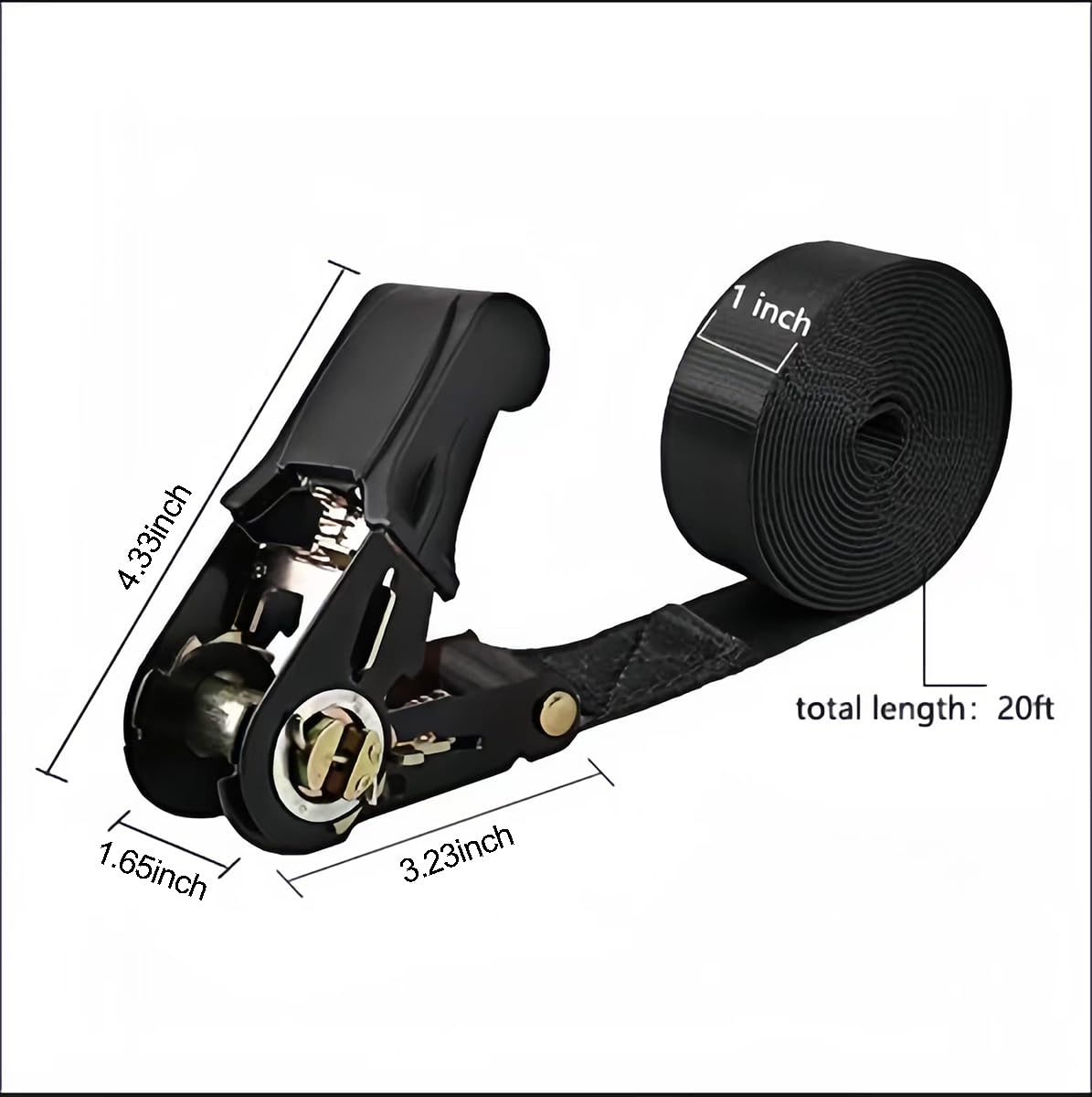 Endless Ratchet Tie Down Straps Heavy Duty Cargo Tie Downs, Durable Nylon Black Strap Down Ratcheting Securing Straps, Track Spring Fittings, Tie-Down Motorcycles, Trailer Loads, Kayak (20ft - 2pack)