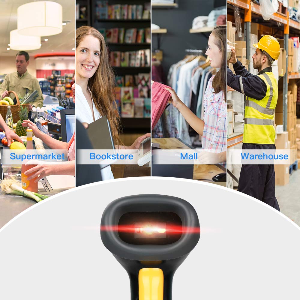 Eyoyo Handheld USB 2D Barcode Scanner, Wired Automatic QR Code Scanner PDF417 Data Matrix Bar Code Reader with Long USB Cable for Mobile Payment, Library Book Convenience Store, Supermarket, Warehouse