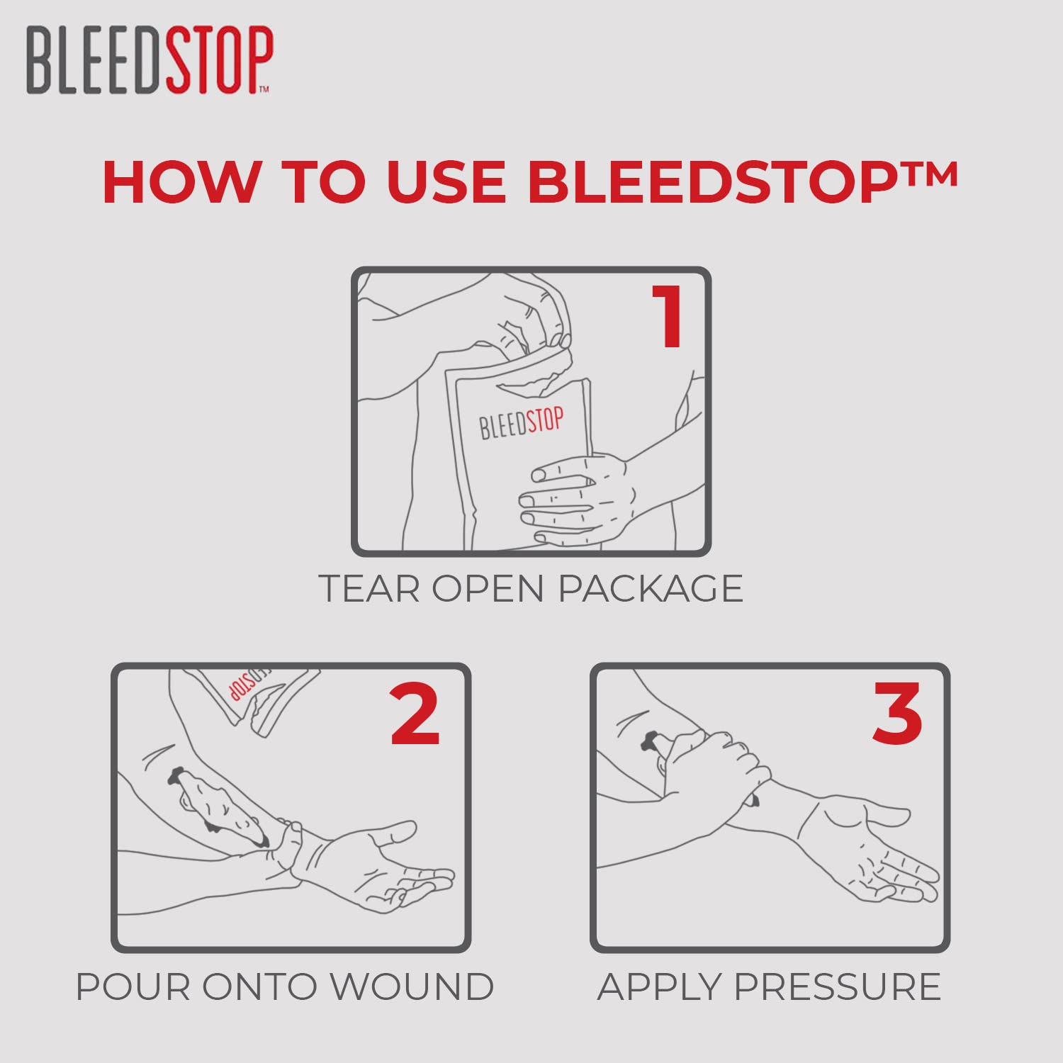 BleedStop First Aid Powder for Blood Clotting, Trauma Kit, Blood Thinner Patients, Camping Safety, and Survival Equipment for Moderate to Severe Bleeding Wounds or Nosebleeds 5 Pack 15g