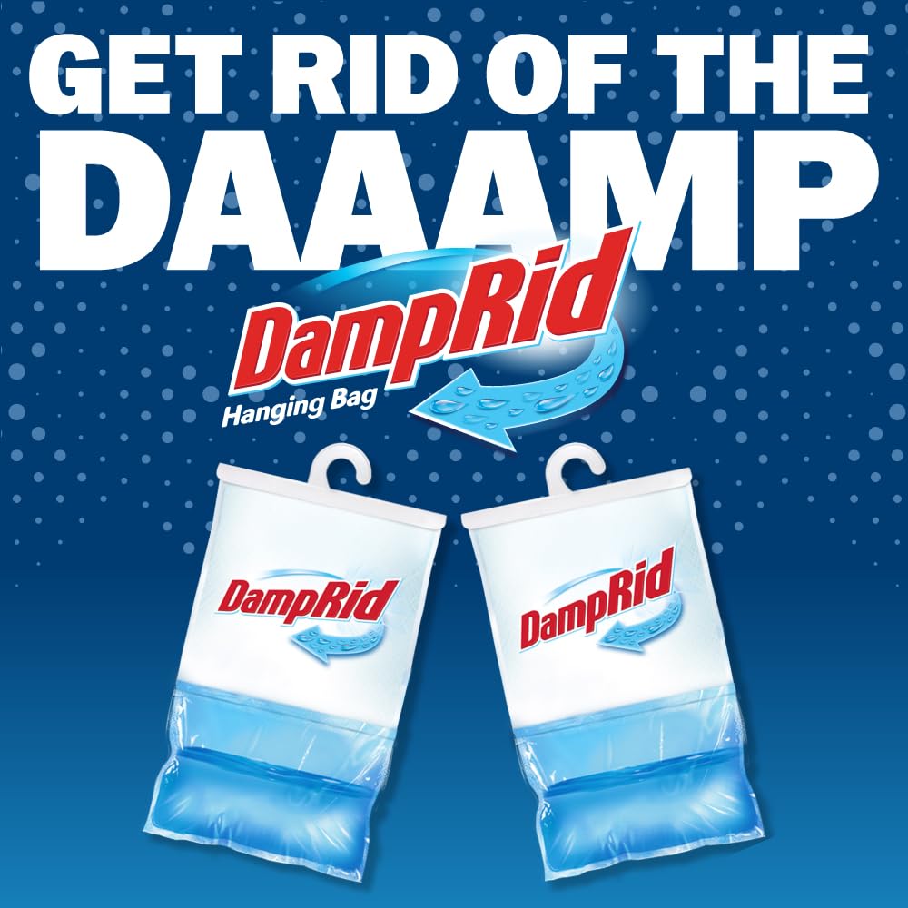 DampRid Fresh Scent Hanging Moisture Absorber, 16 oz., 3 Pack - Eliminates Musty Odors for Fresher, Cleaner Air, Ideal for Closet, 14% More Moisture Absorbing Power*- Blue