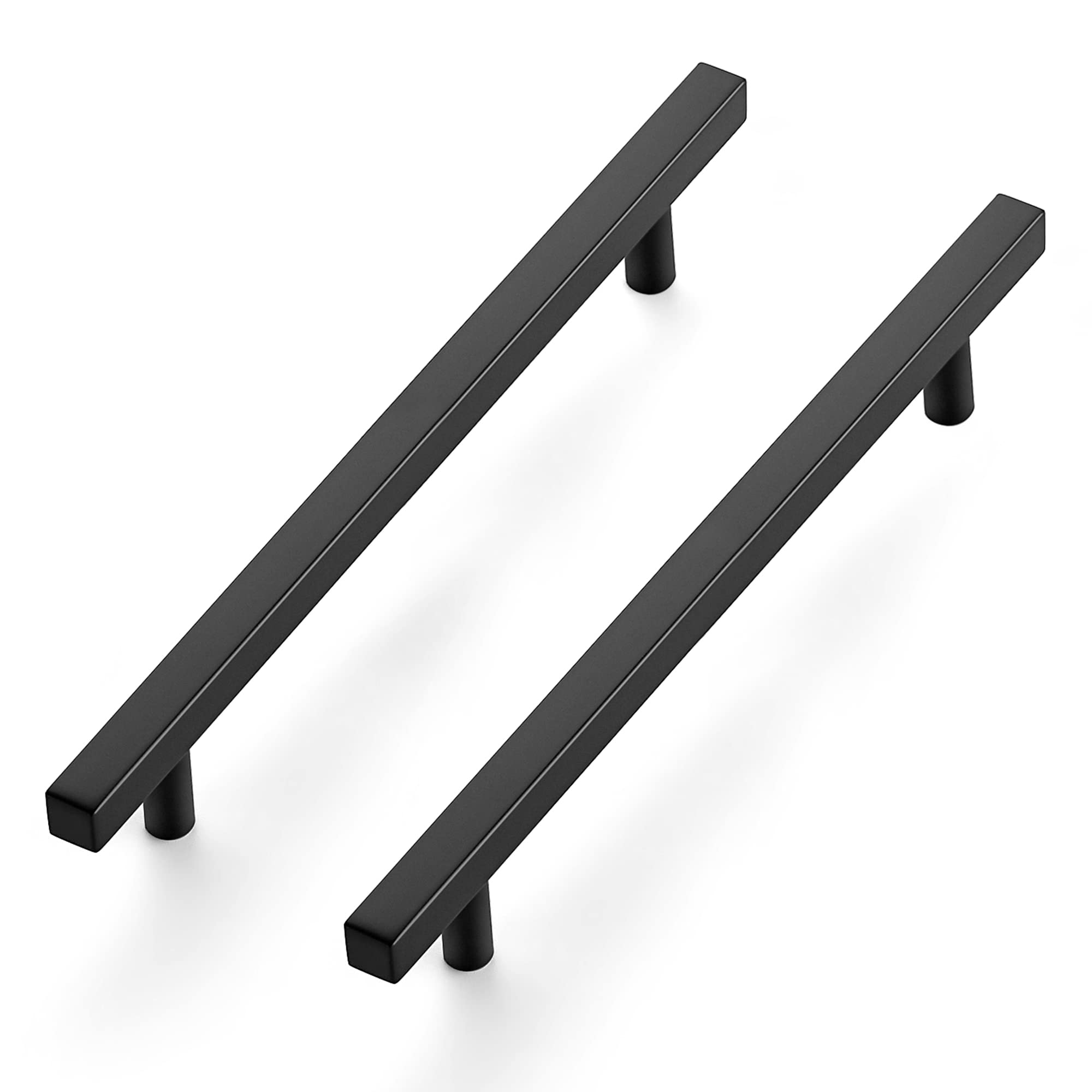 Ravinte 5 Pack 10" Square Cabinet Pulls Matte Black Stainless Steel Kitchen Cupboard Dresser Handles Cabinet Handles 10" Length, 7-1/2" Hole Center