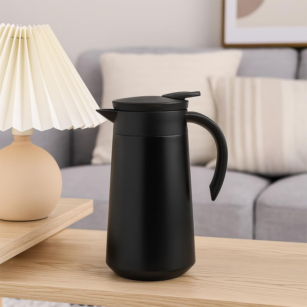 2 Pcs Thermal Coffee Carafe for Keeping Hot/Cold, 27oz Stainless Steel Double Wall Vacuum Carafe,Small Thermal Pot Flask for Coffee,Tea,Hot Water,Hot Beverage(Black)