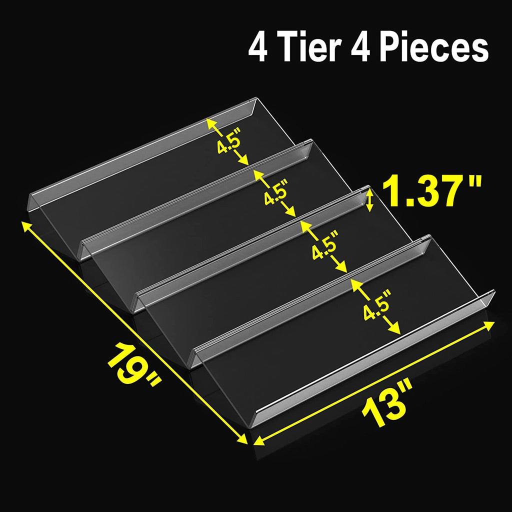 4 Pcs Spice Drawer Organizer, 1 Set 4 Tier Clear Acrylic Expandable In-Drawer Seasoning Jars Rack, Kitchen Drawer Spice Insert Tray for Cabinet/Countertop