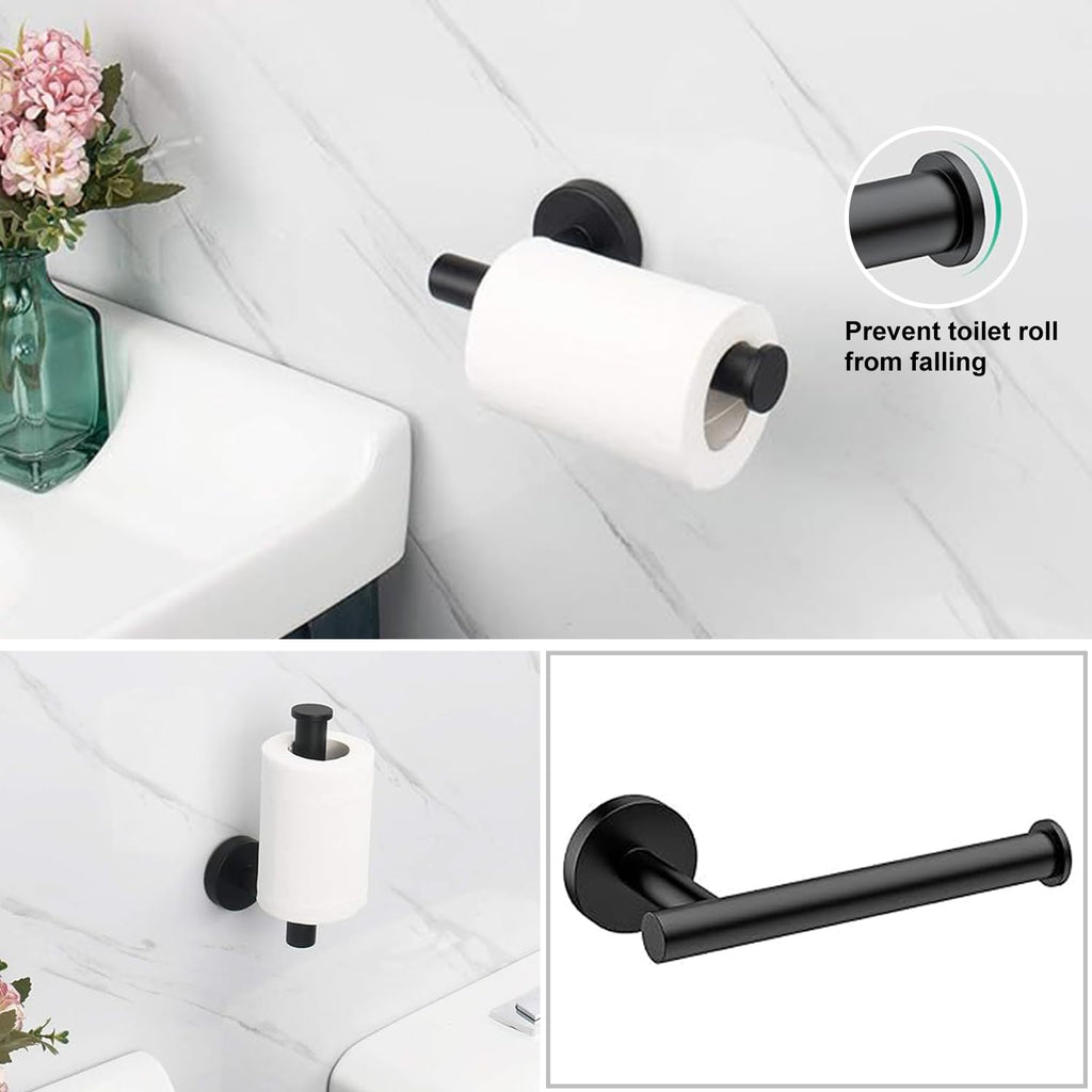 7-Piece Bathroom Accessories Set, Black Towel Rack Towel Holder Towel Bar, Towel Racks for Bathroom SUS304 Stainless Steel, Towel Holder Towel Rack Wall Mounted, Black